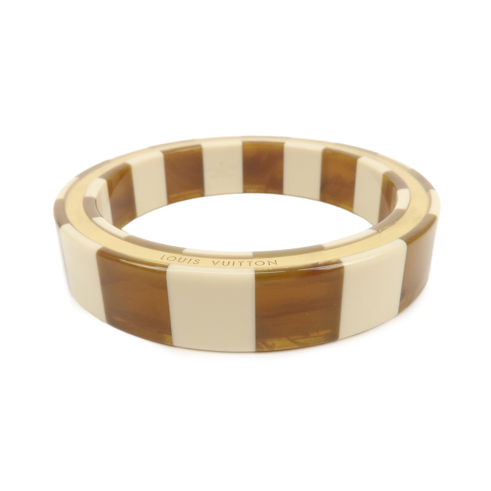 Louis Vuitton Plastic Bracelet Bangle Ivory Gold MP1418