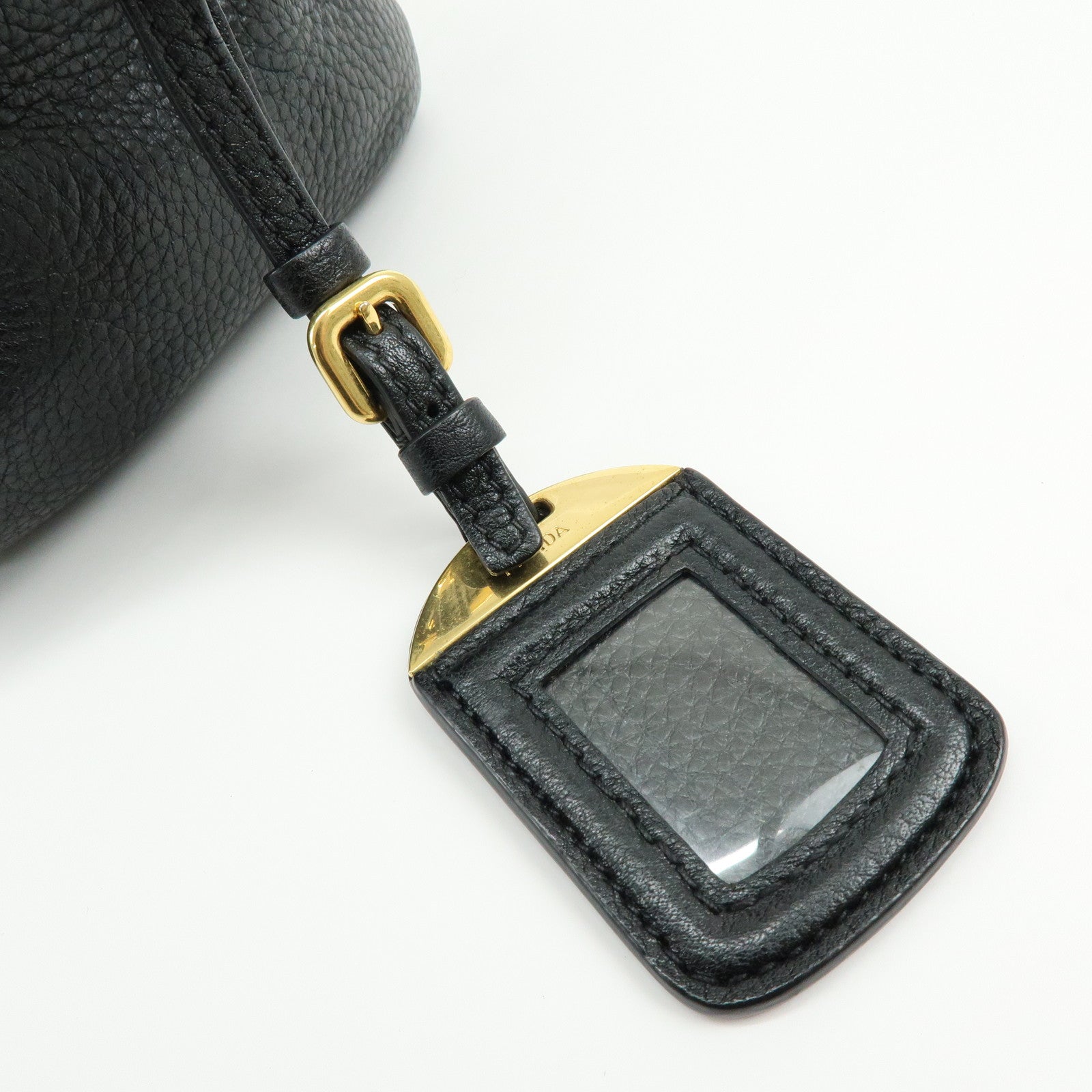 PRADA Vitello Daino Leather Shoulder Bag Hand Bag Black B3091M