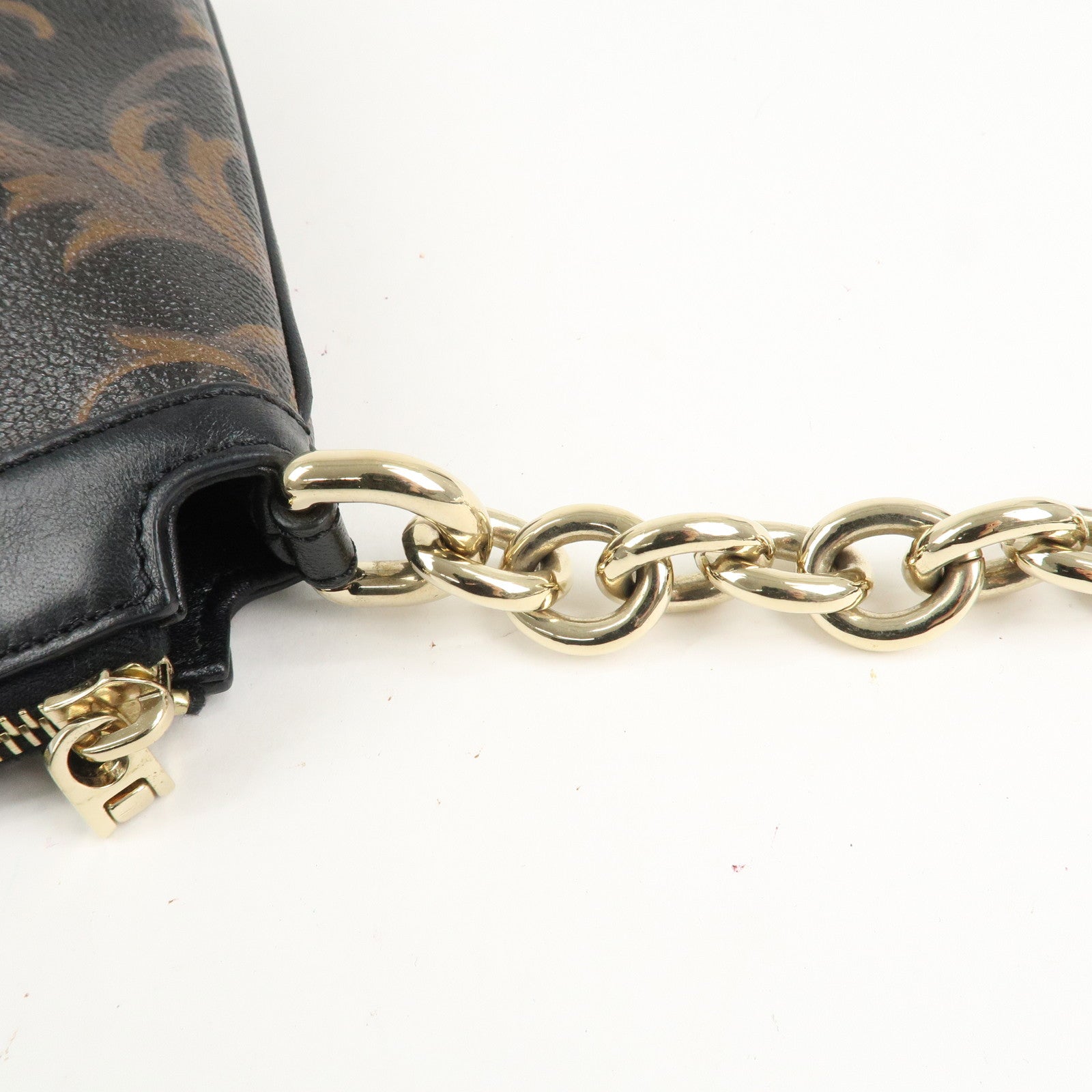 GIANNI VERSACE Medusa Chain Shoulder Bag Hand Bag Black Brown Used