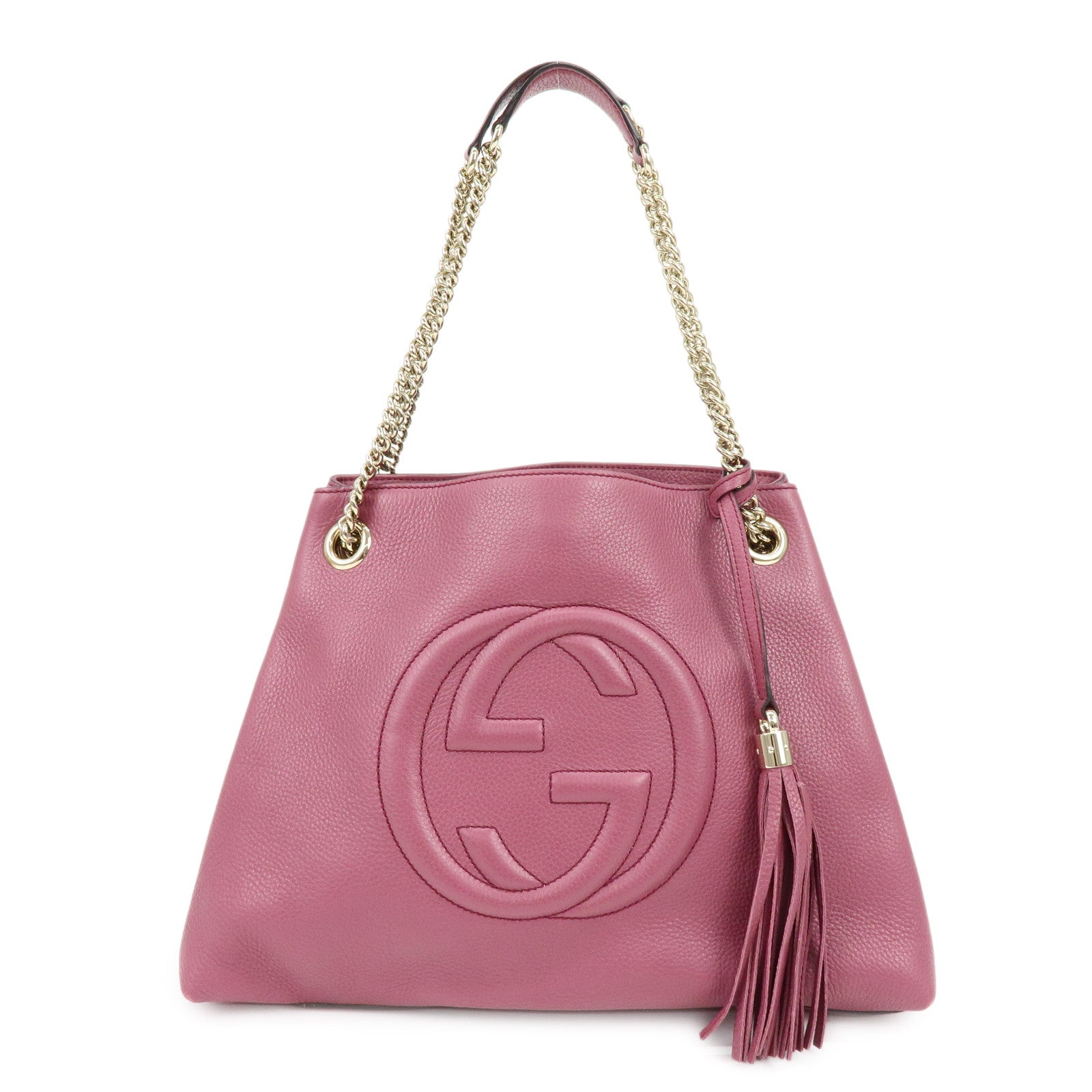 GUCCI SOHO Interlocking G Leather Chain Shoulder Bag Purple 308982