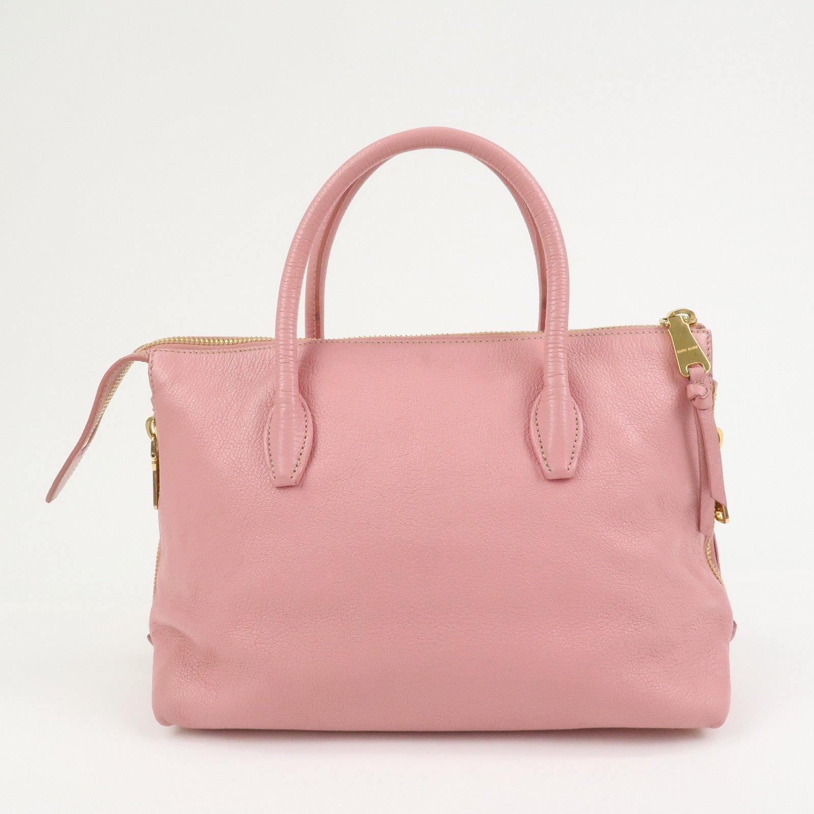 MIU MIU Logo Leather Tote Bag Hand Bag Pink