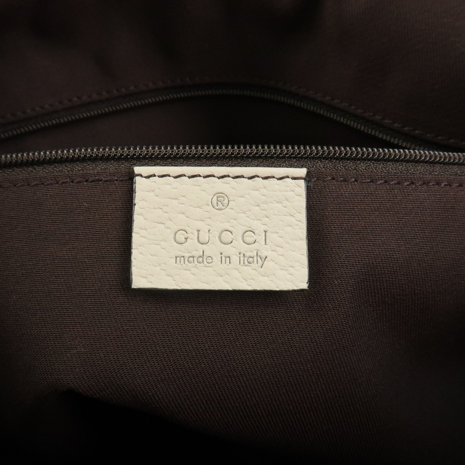 GUCCI Abbey GG Canvas Leather Tote Bag Hand Bag Brown Ivory 141470