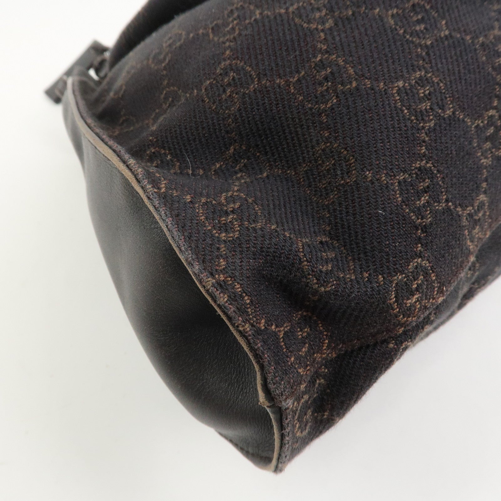 GUCCI GG Monogram Canvas Leather Tote Bag Hand Bag Brown 76554