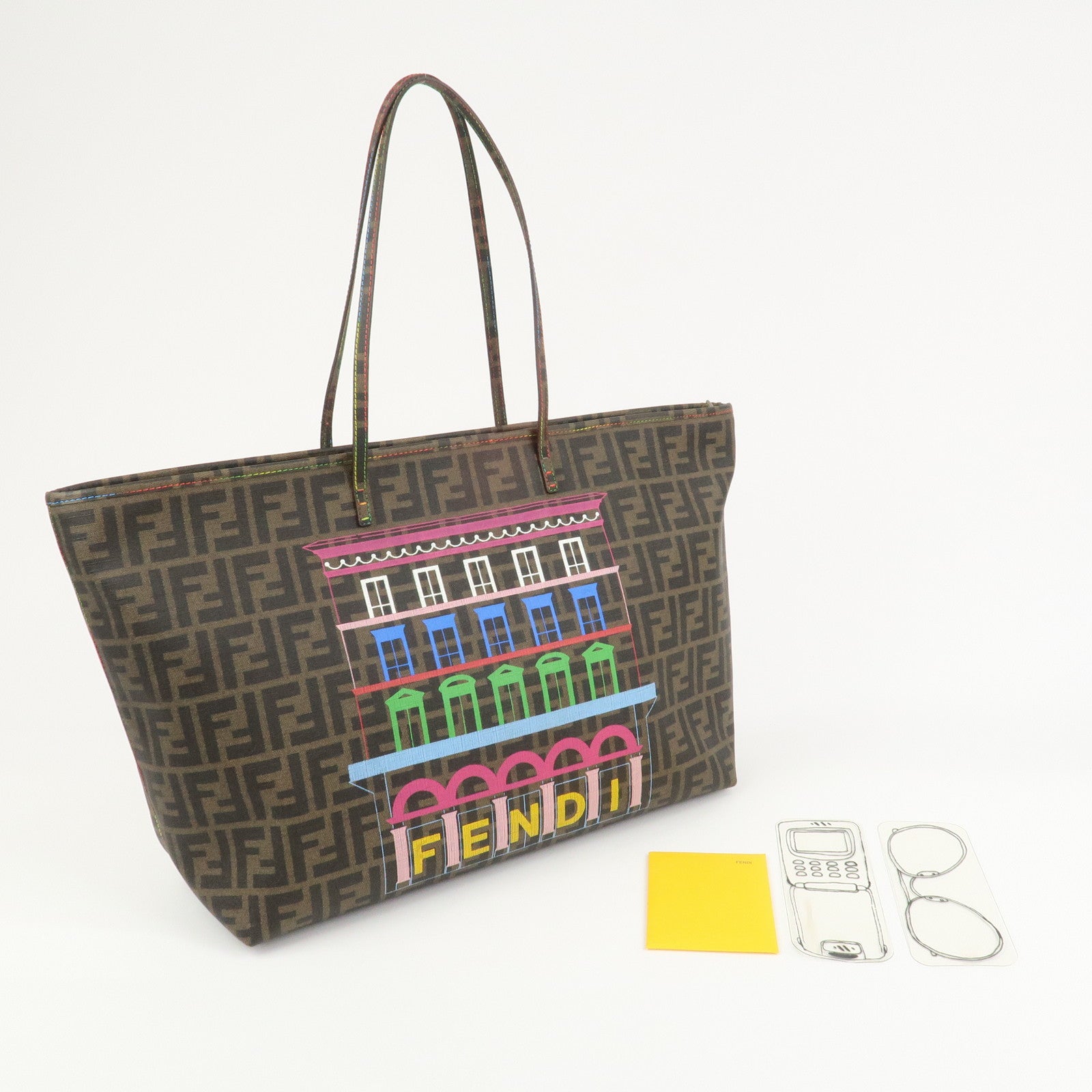 FENDI Zucca PVC Canvas Tote Bag Shoulder Bag Brown Black 8BH199