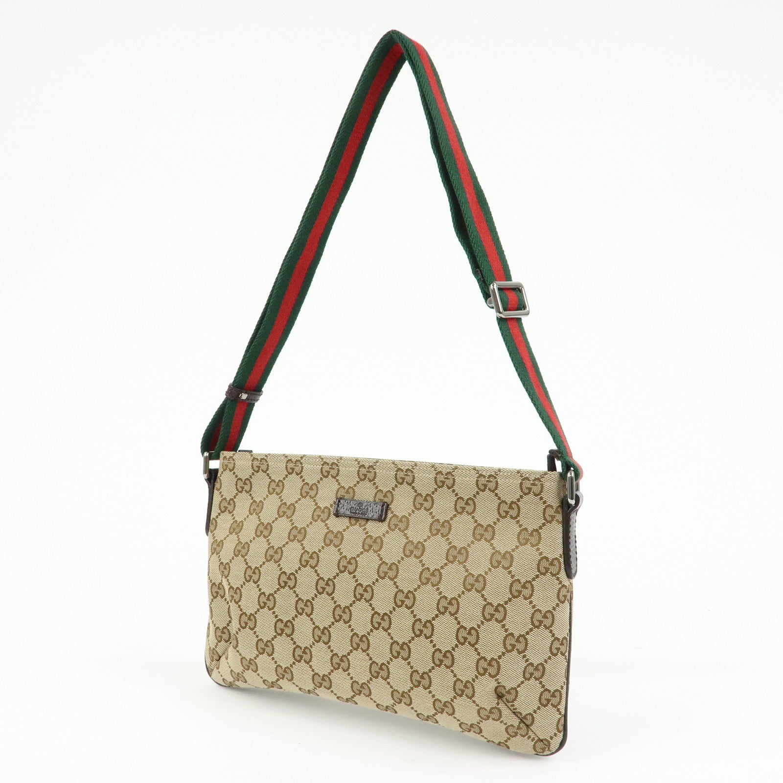 GUCCI Sherry GG Canvas Leather Shoulder Crossbody Bag Beige 189749