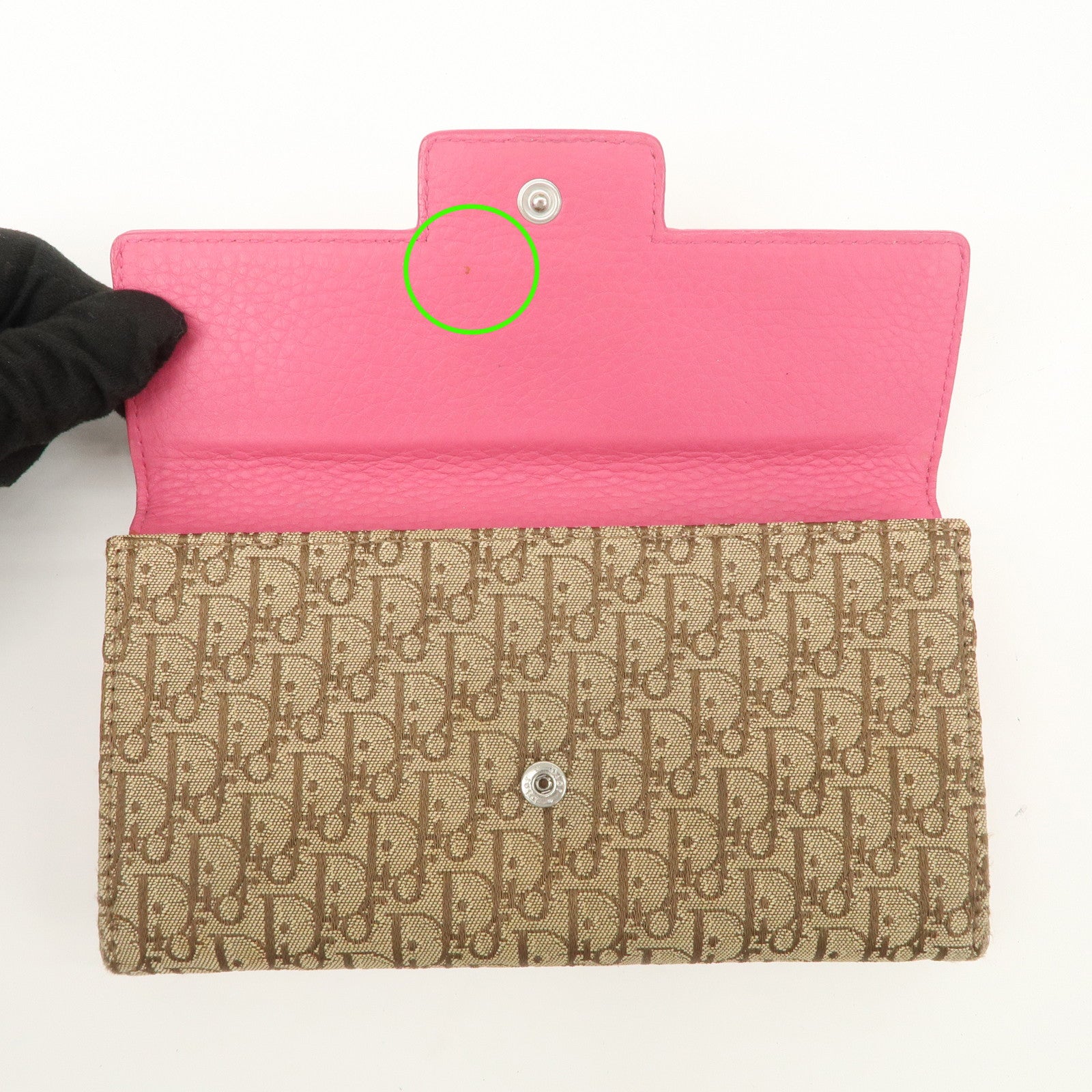 Christian Dior Trotter Street Chic Canvas Leather Long Wallet Pink