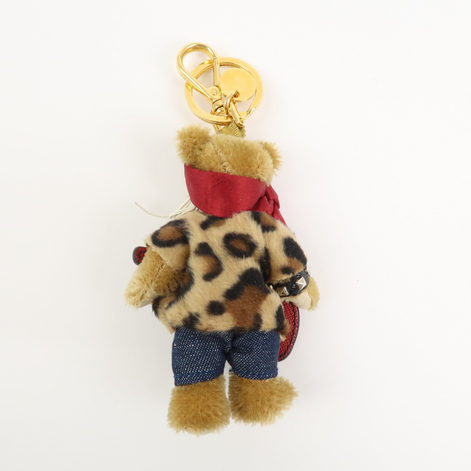 PRADA Teddy Bear Bag Key Charm Rocker Leopard Brown
