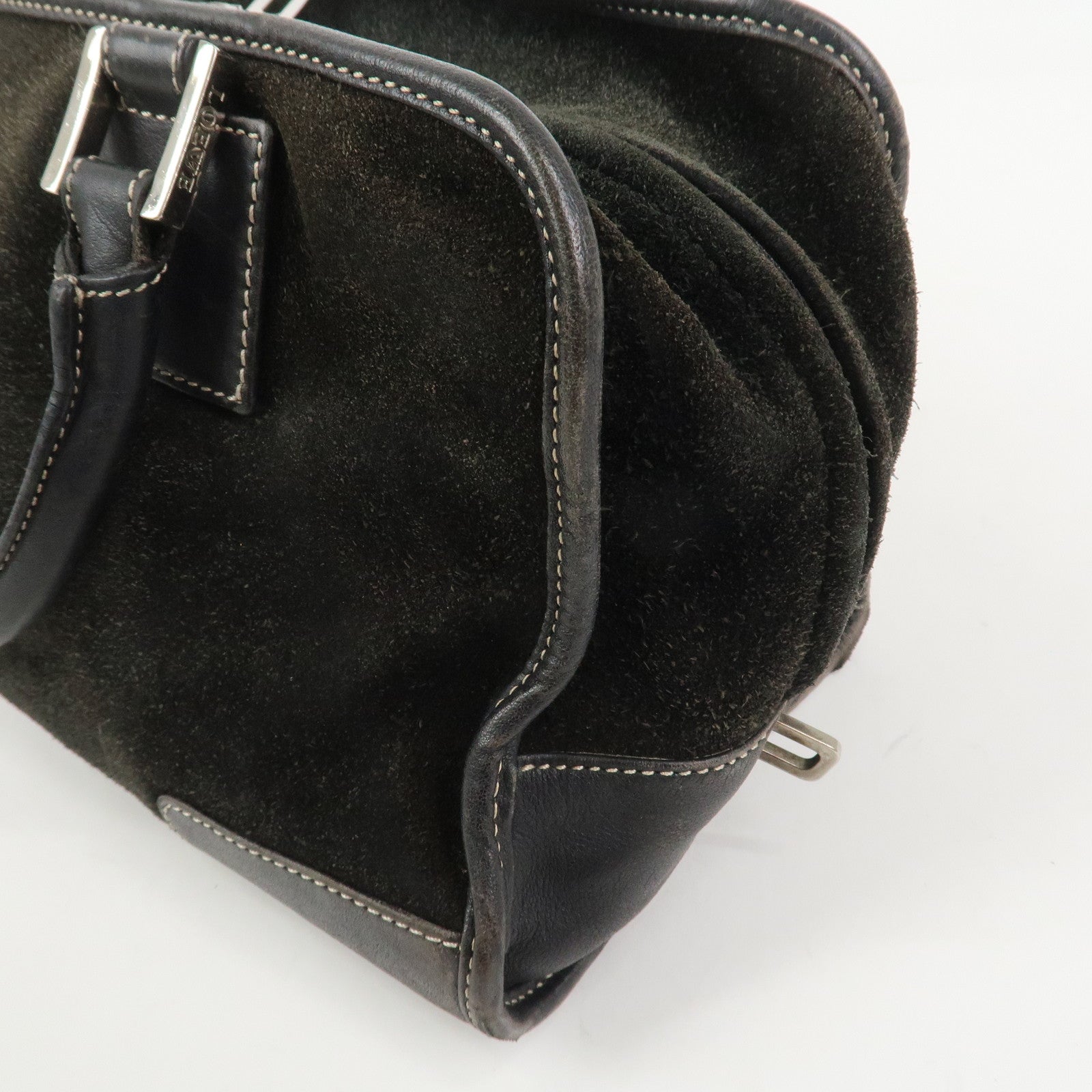 LOEWE Anagram Amazona 28 Suede Leather Hand Bag Bostpn Bag Black
