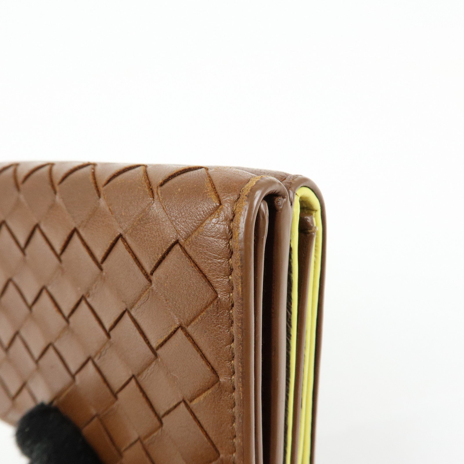 Bottega Veneta Lamb Skin Bi-fold Comact Wallet Brown 550306