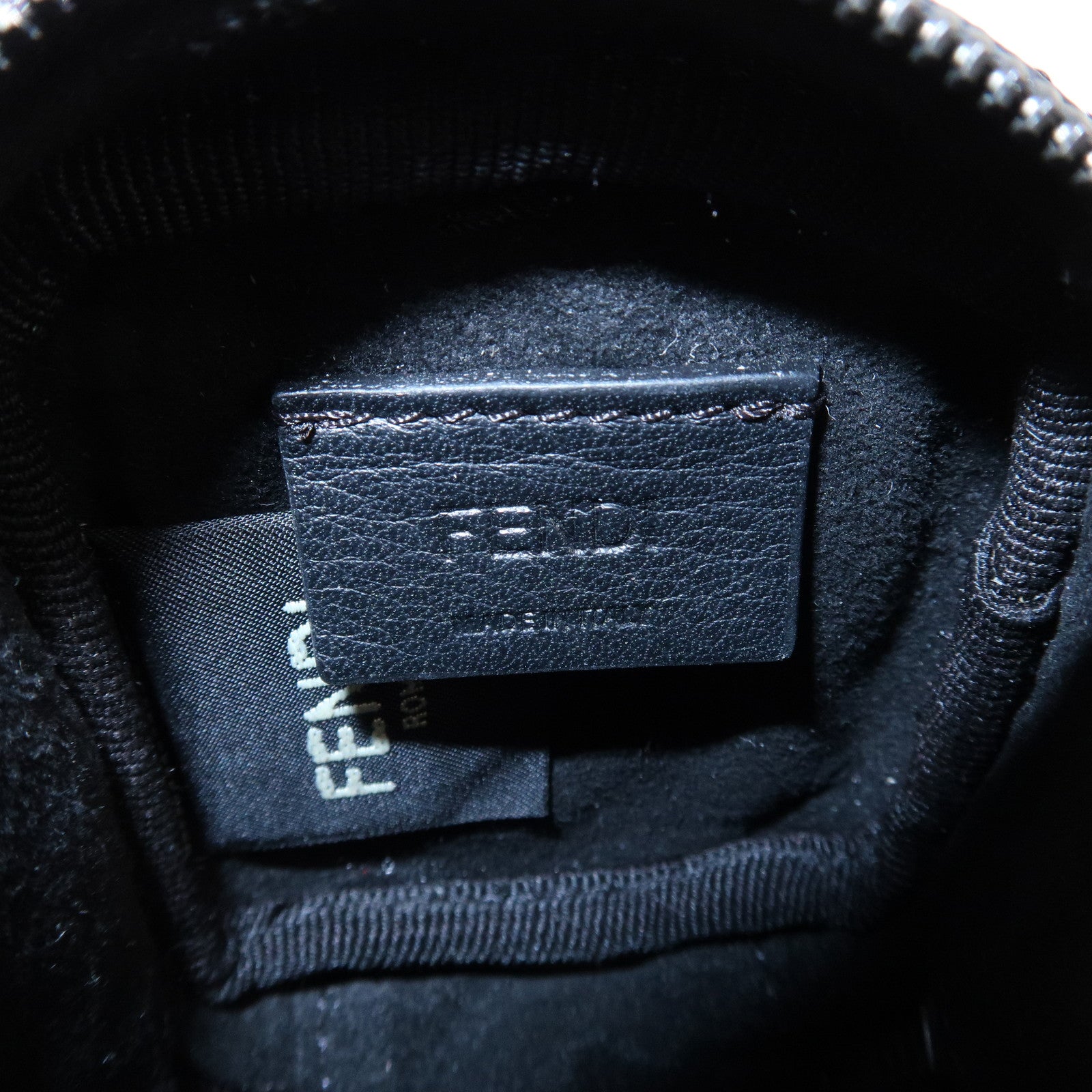 FENDI Zucca Leather PVC Airpods Case Black Gray 7AS121 Used