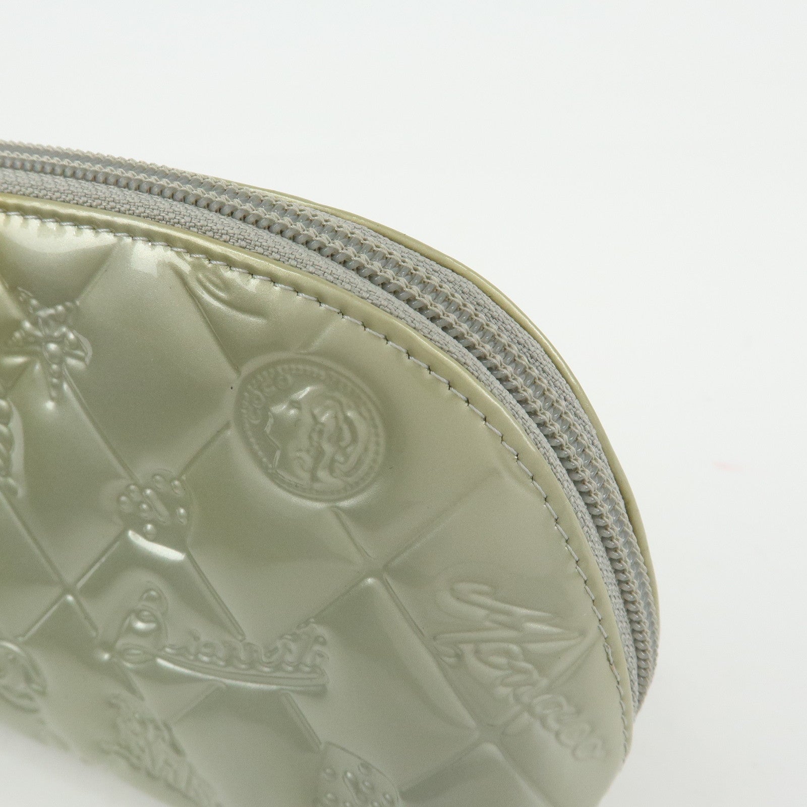 CHANEL Icon Line Patent Leather Cosmetic Pouch Champaign Gold