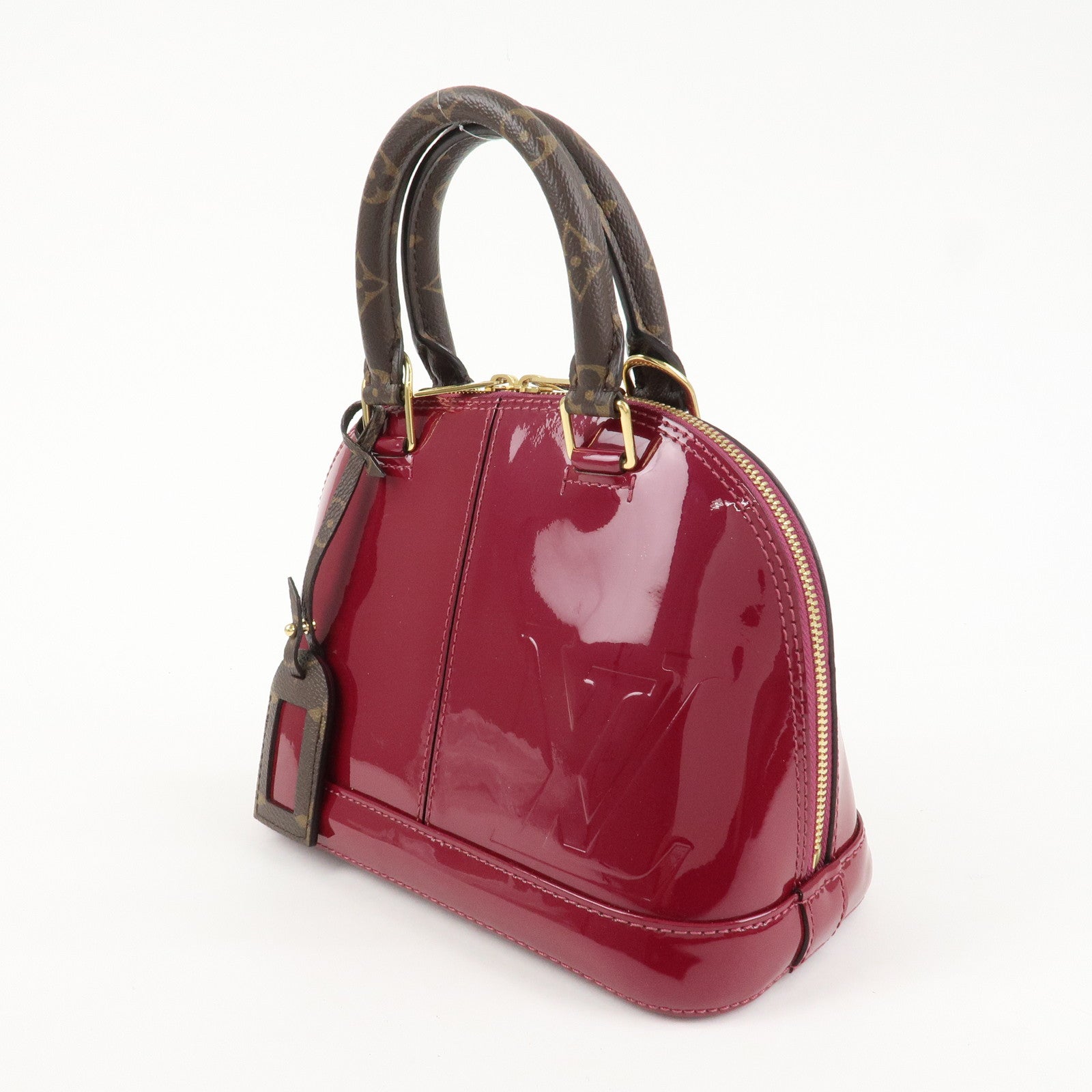 Louis Vuitton Monogram Vernis Alma BB 2Way Hand Bag Magenta M54785 Used