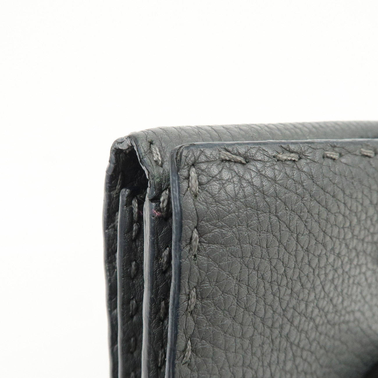FENDI Selleria Leather Peekaboo Bi-Fold Long Wallet Gray 8M0308