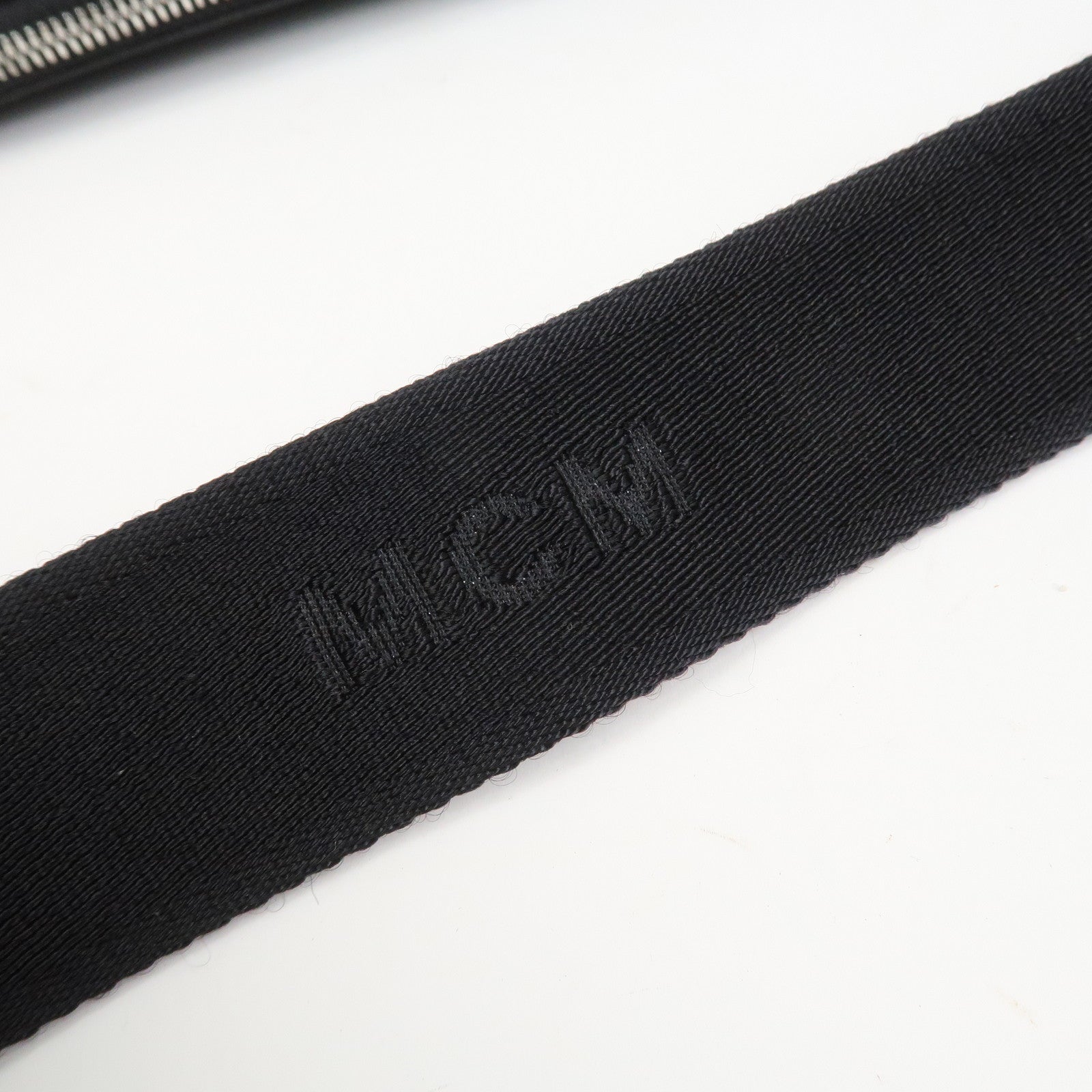 MCM Visetos Embossed Leather Shoulder Bag Crossbody Bag Black