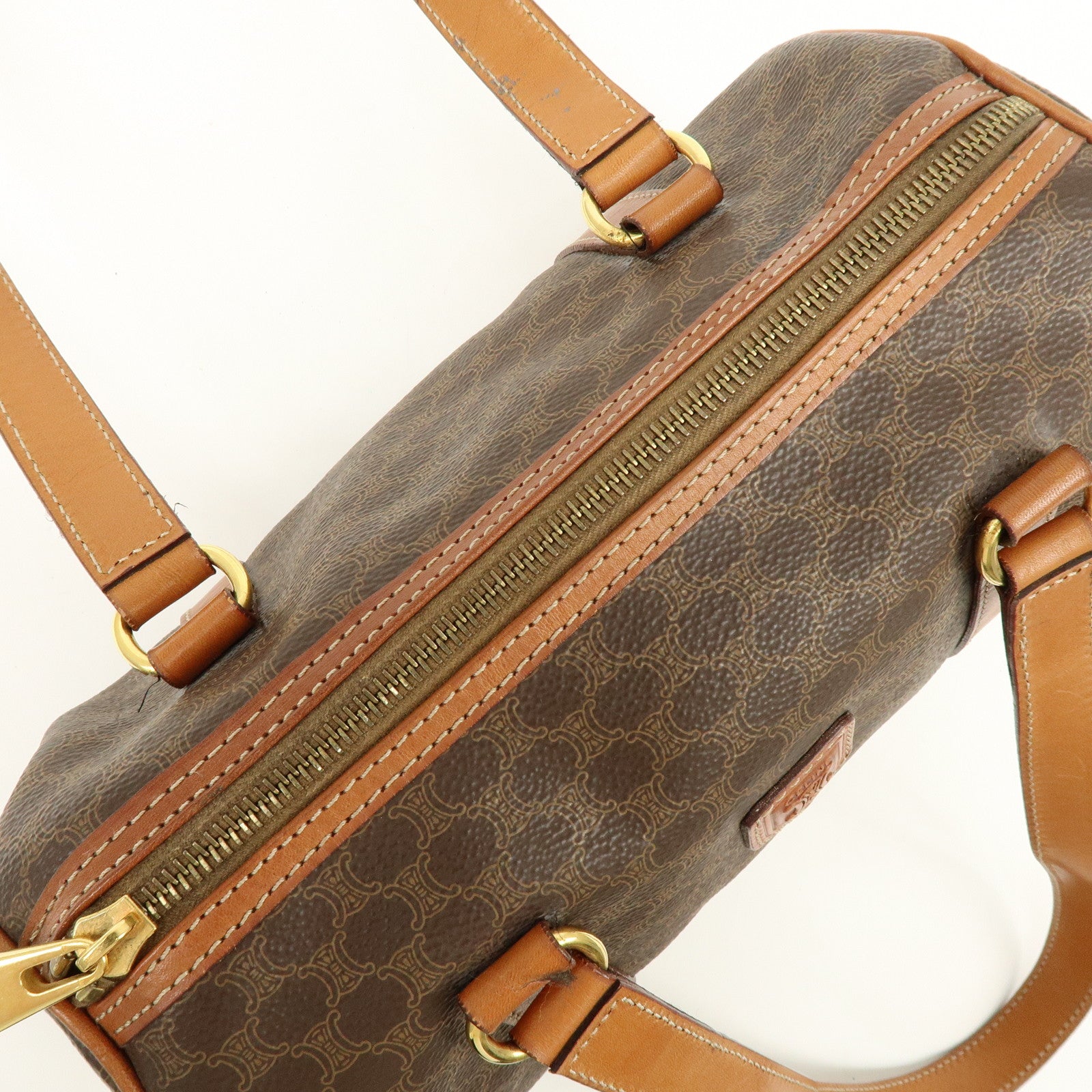 CELINE Macadam PVC Leather Shoulder Bag Hand Bag Brown