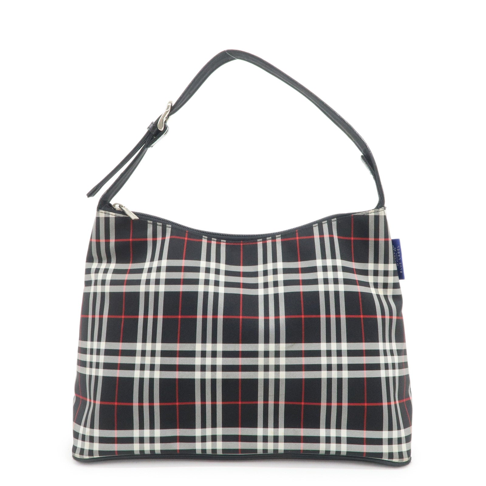 BURBERRY Blue Label Nylon Leather Shoulder Bag Nova Plaid Black