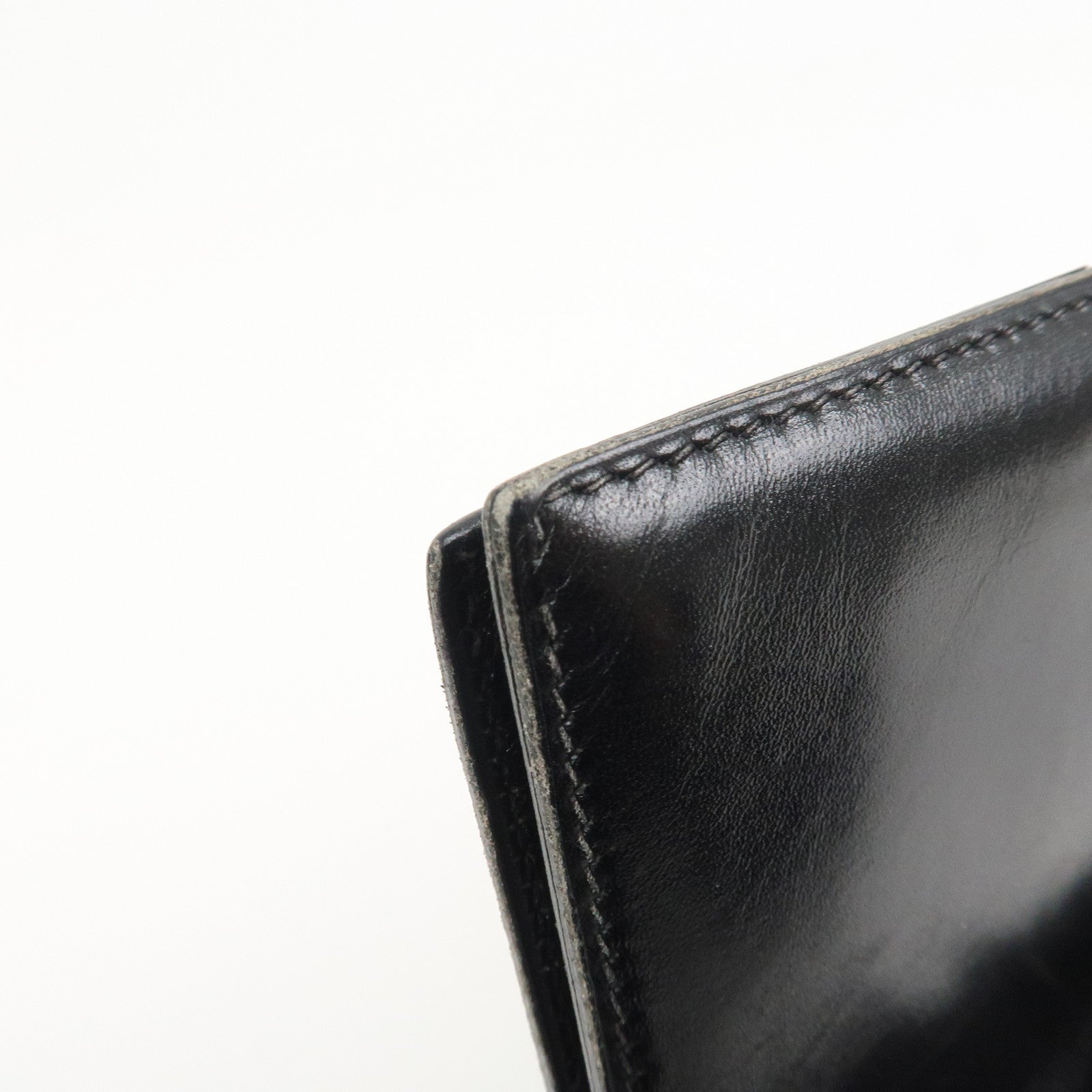 HERMES Box Calf Leather Beant Classic Long Wallet Black