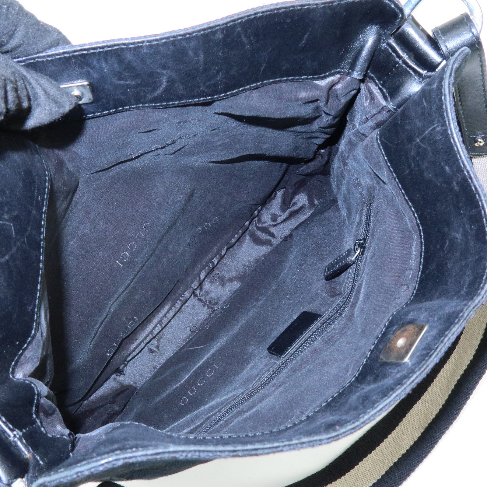 GUCCI GG Canvas Leather Shoulder Bag Black 001・4095・001553