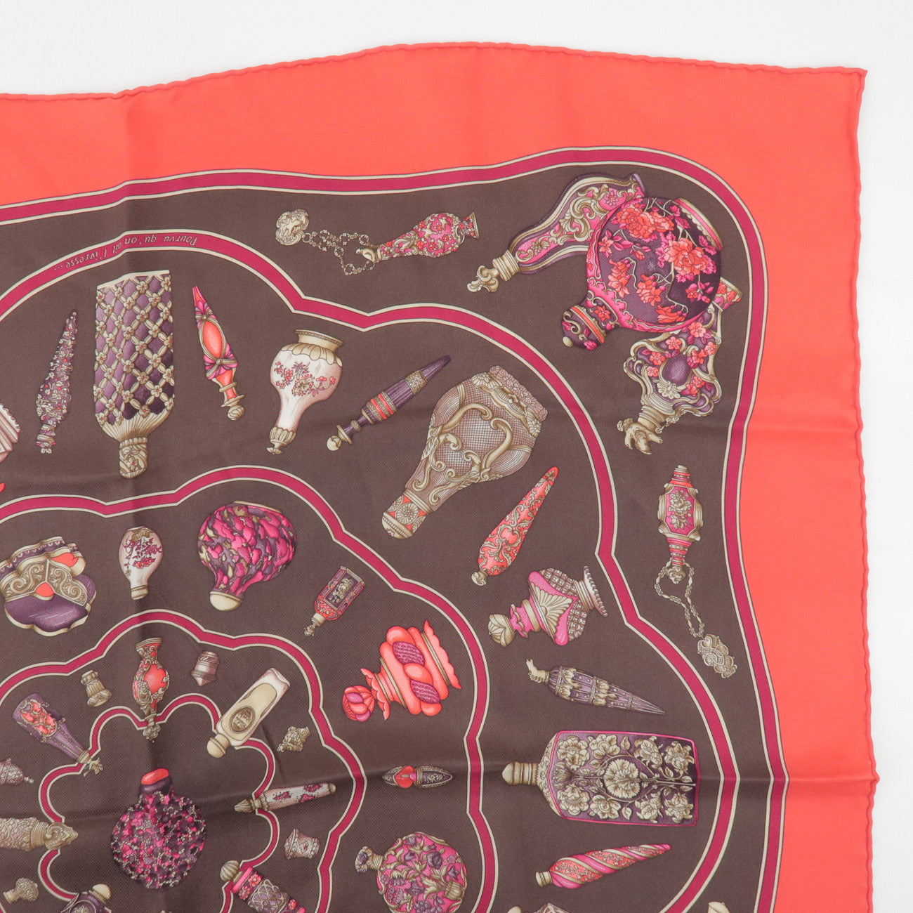 HERMES Carre 70 Silk 100% Set of 2 Scarves Red Pink