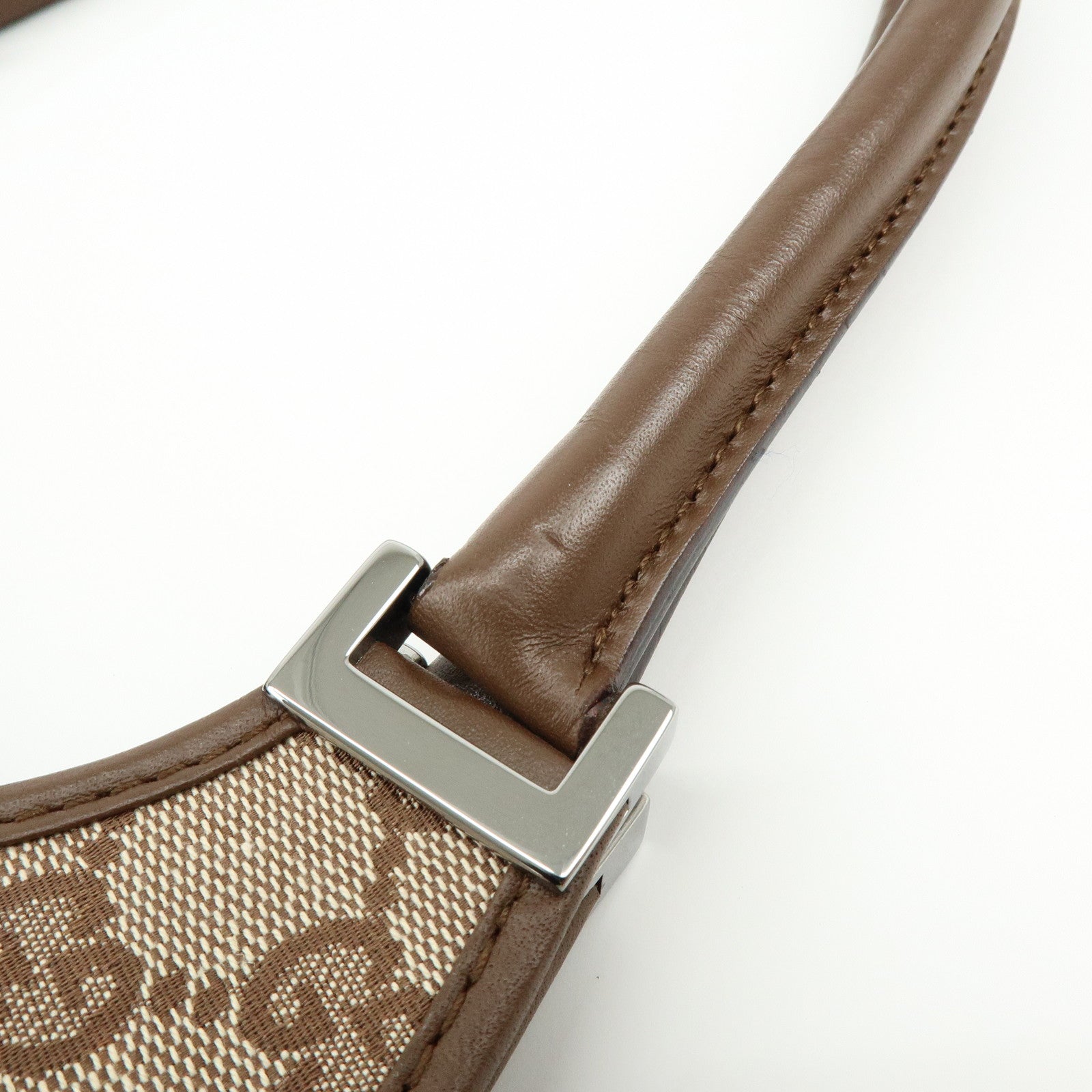 GUCCI Jackie GG Canvas Leather Shoulder Bag Hand Bag Brown 002.1067