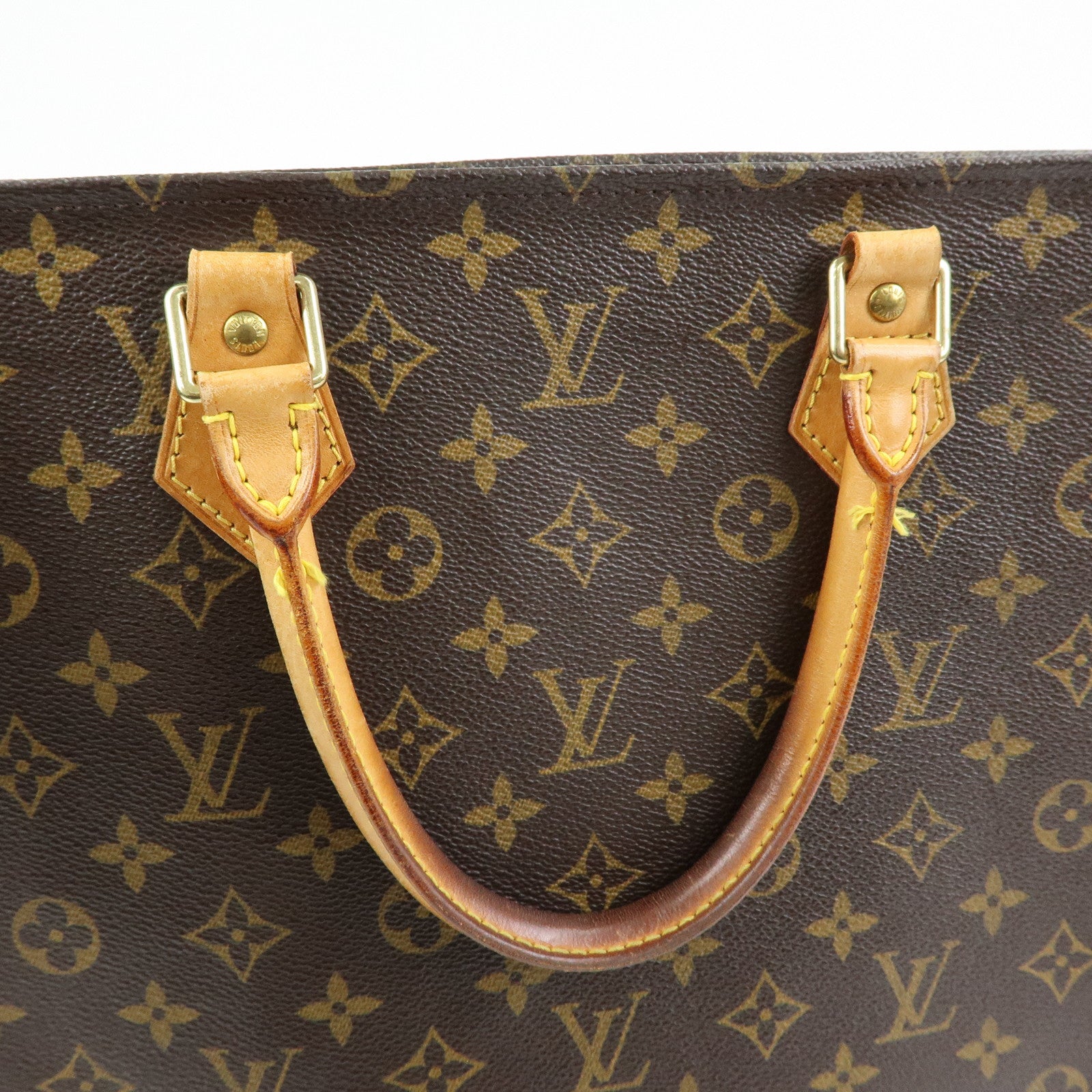 Louis Vuitton Monogram Sac Plat Tote Bag Hand Bag Brown M51140