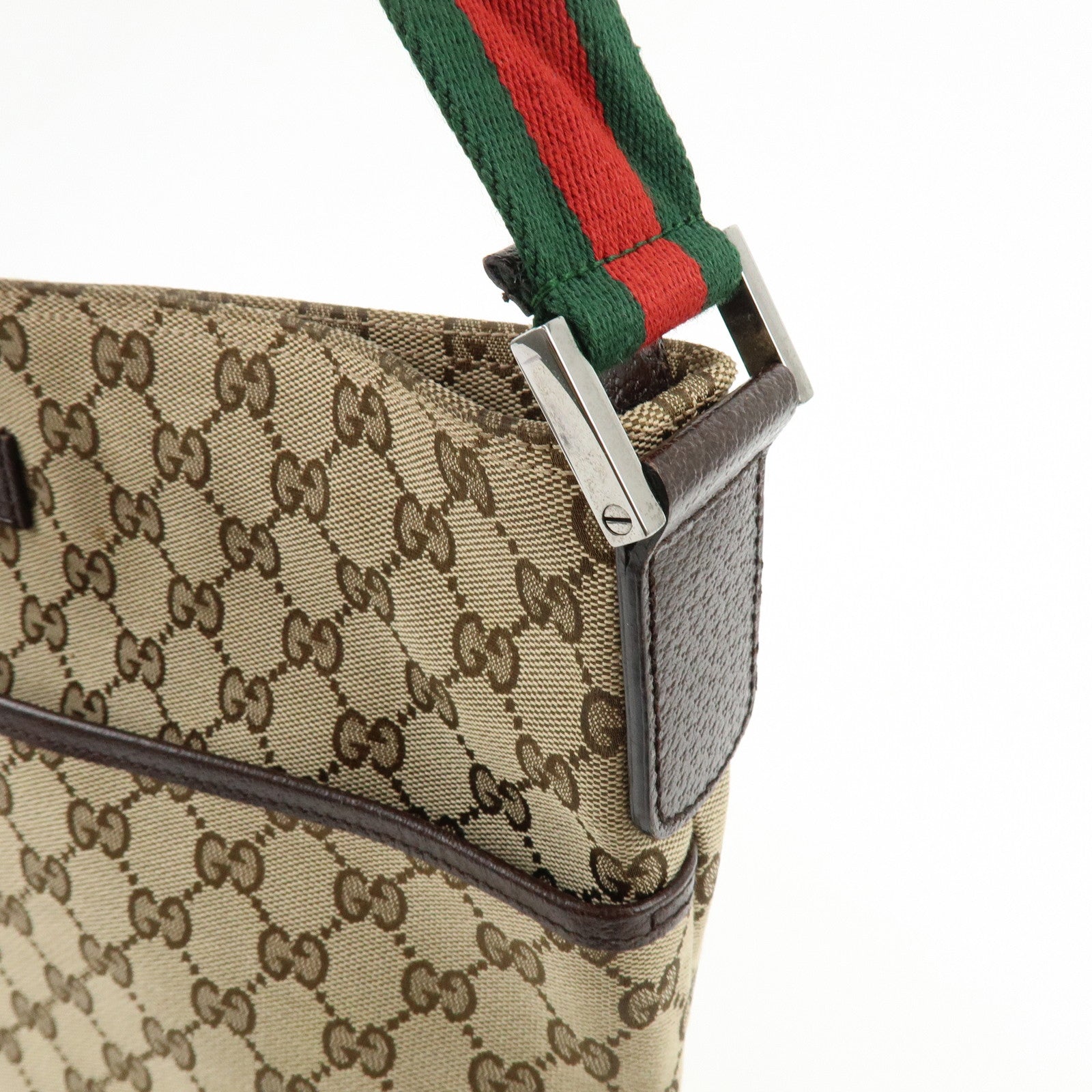 GUCCI Sherry GG Canvas Leather Shoulder Bag Beige Brown 189751