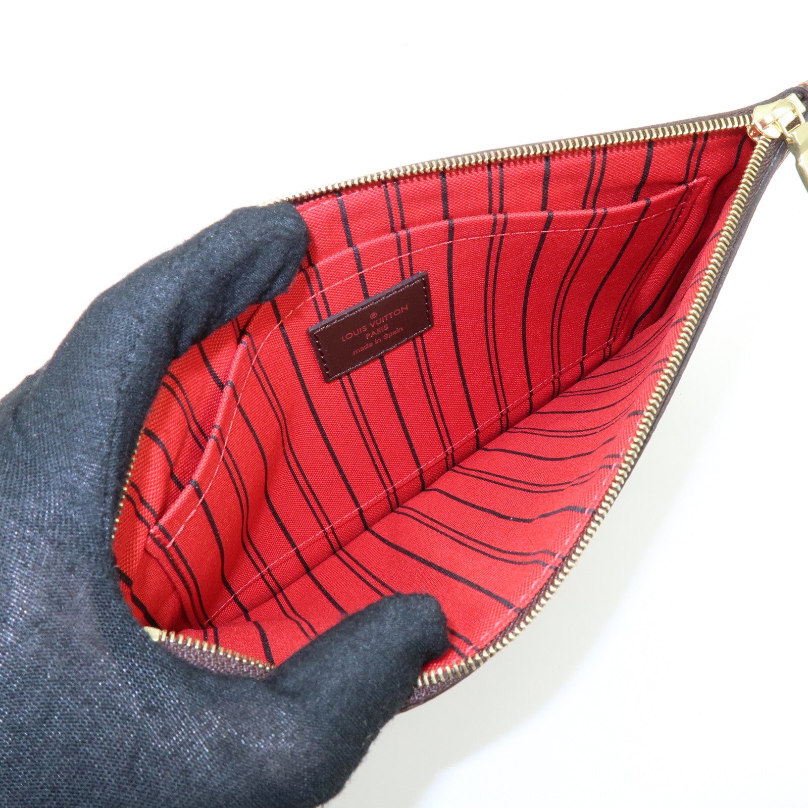 Louis Vuitton Damier Canvas Pouch for Neverfull MM Ebene N41358