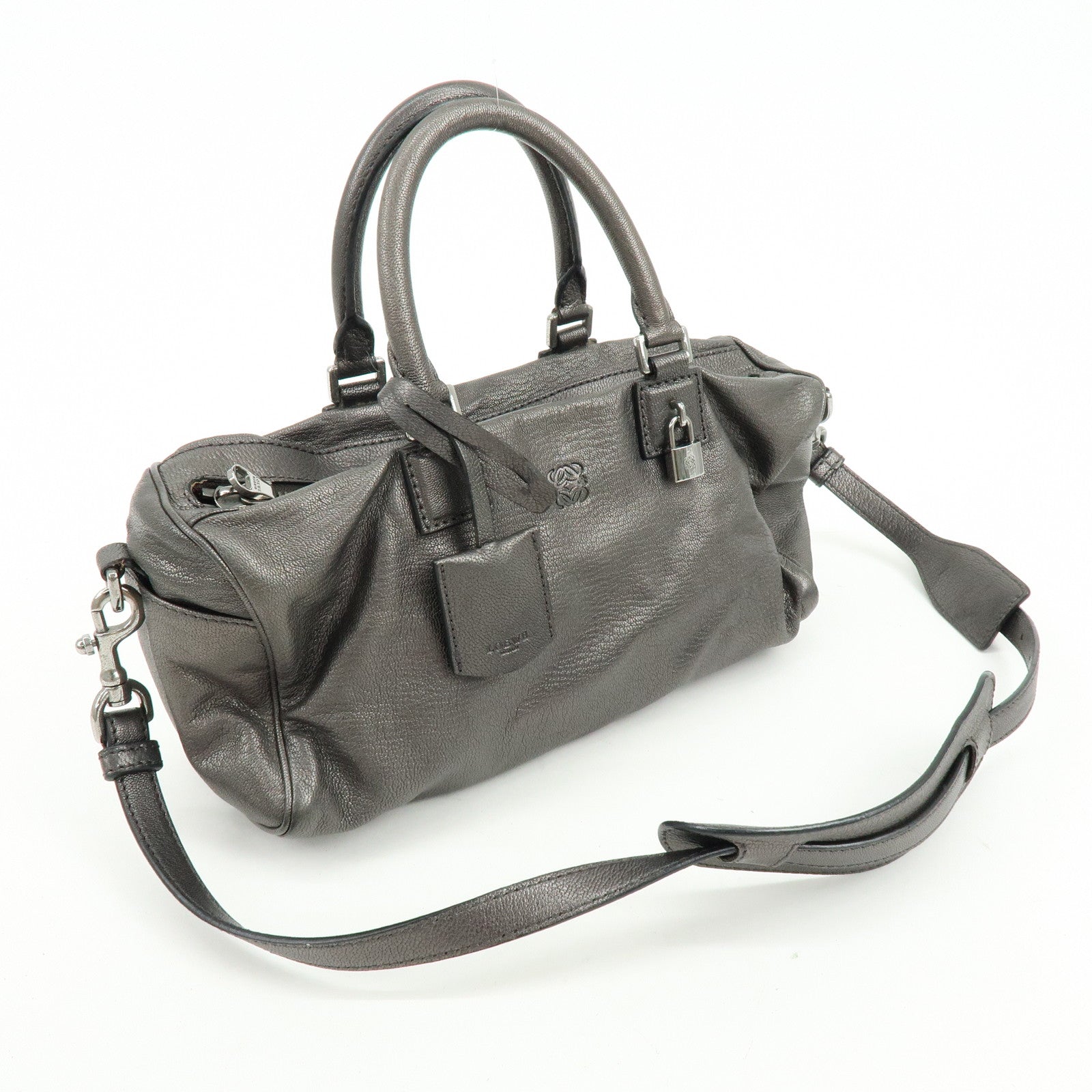 LOEWE Anagram Leather 2Way Bag Hand Bag Shoulder Bag Bronze