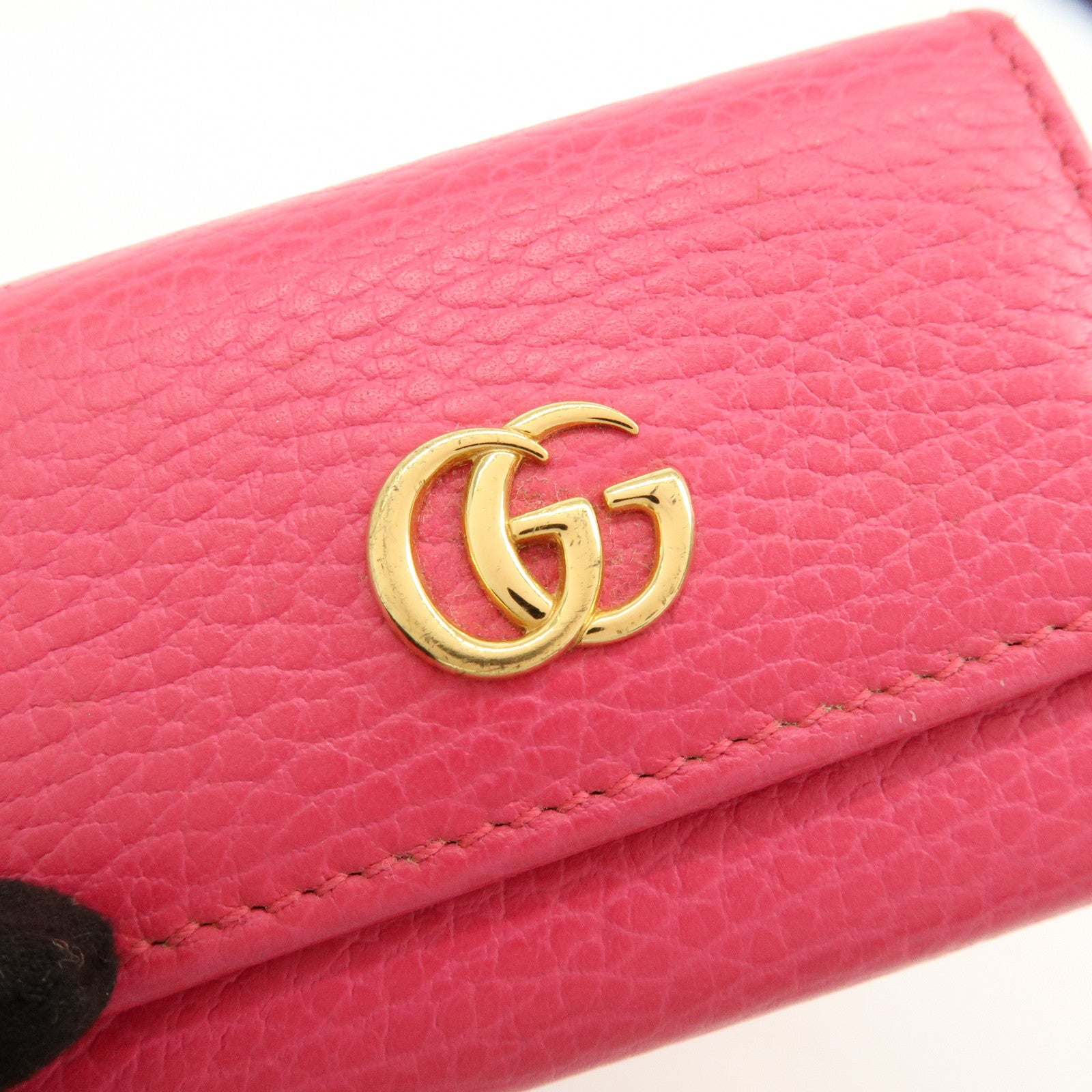 GUCCI GG Marmont Leather 6 Rings Key Case Key Holder Pink 456118