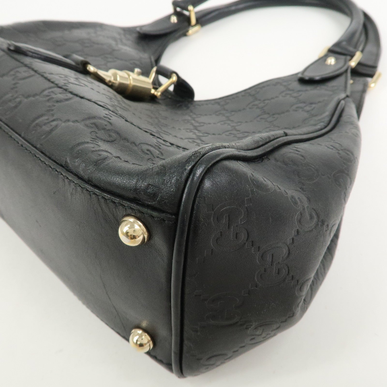 GUCCI New Jackie Guccissima Shoulder Bag Hand Bag Black 145819