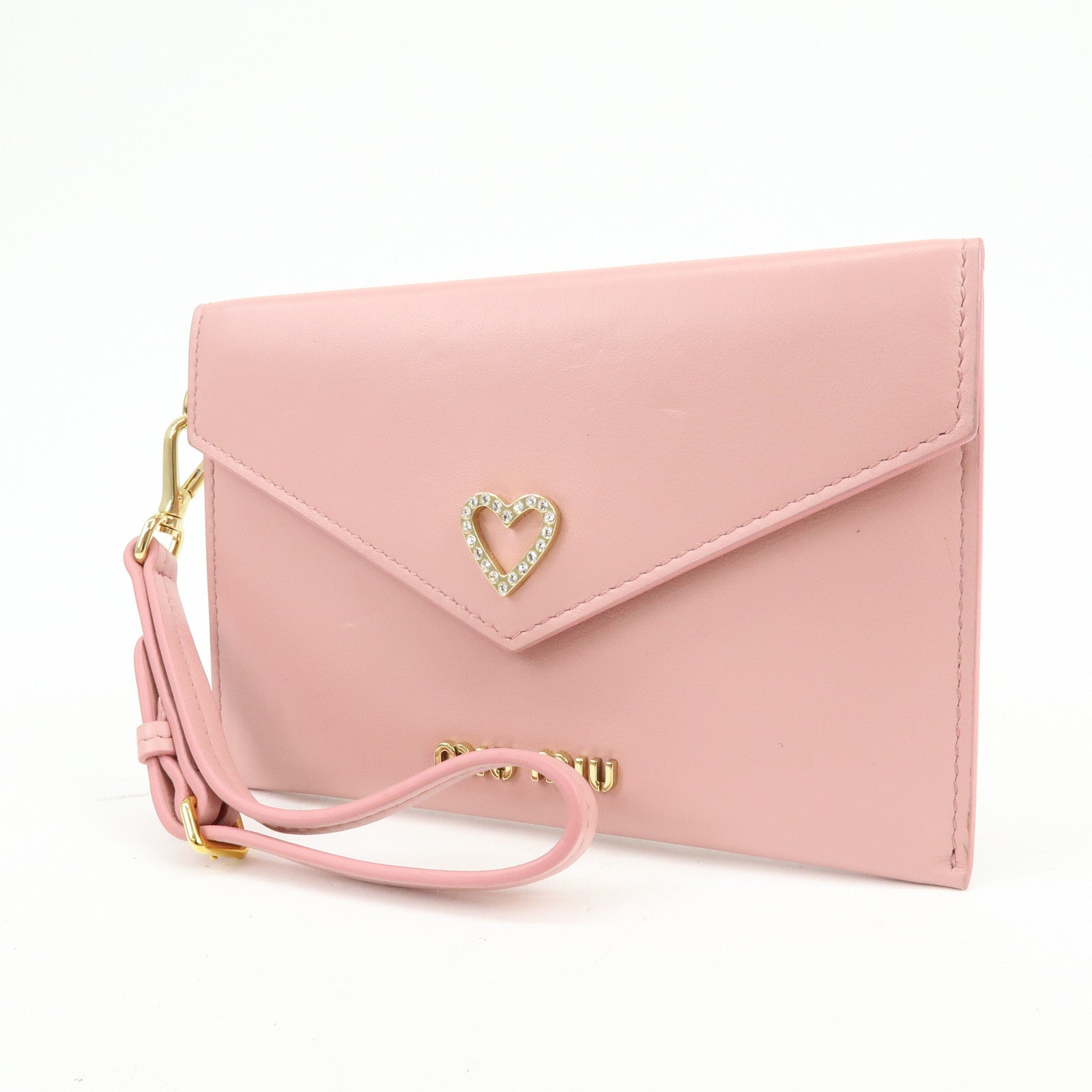 MIU MIU Madras Love Envelope Pouch Card Case Coin Case Pink 5MF025