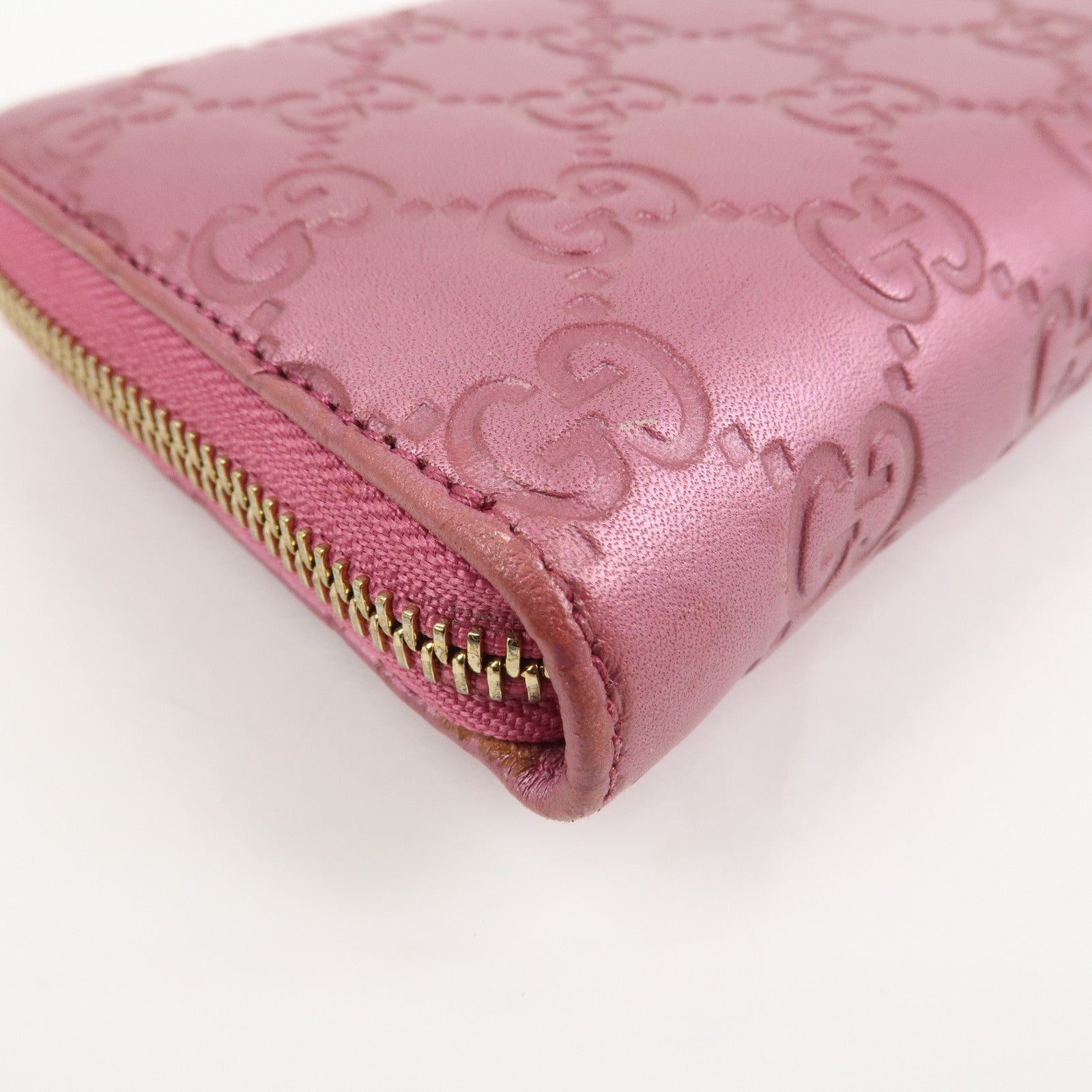 GUCCI Lovely Heart Guccissima Leather Round Zippy Long Wallet 278566
