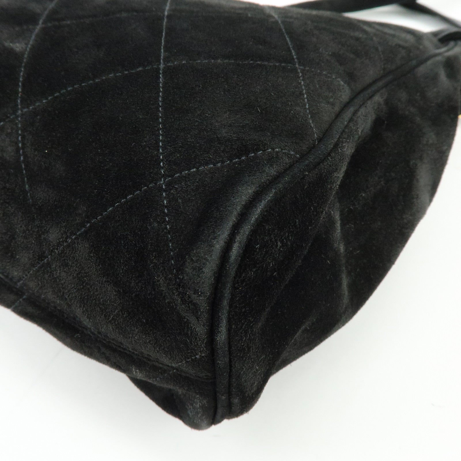 CHANEL Matelasse COCO Mark Suede Lamb Skin Shoulder Bag Black