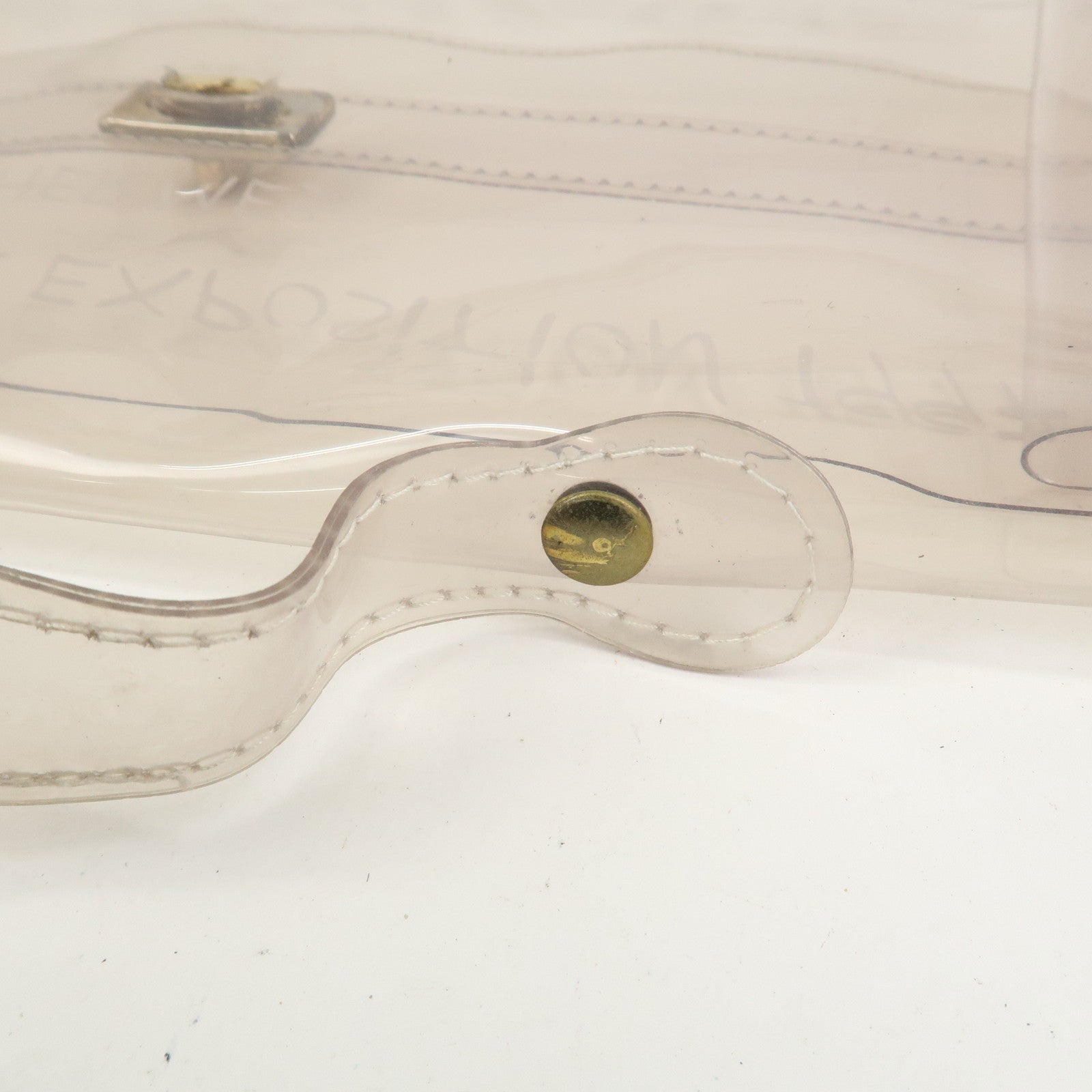 HERMES Vinyl Kelly Hand Bag Clear White Gold