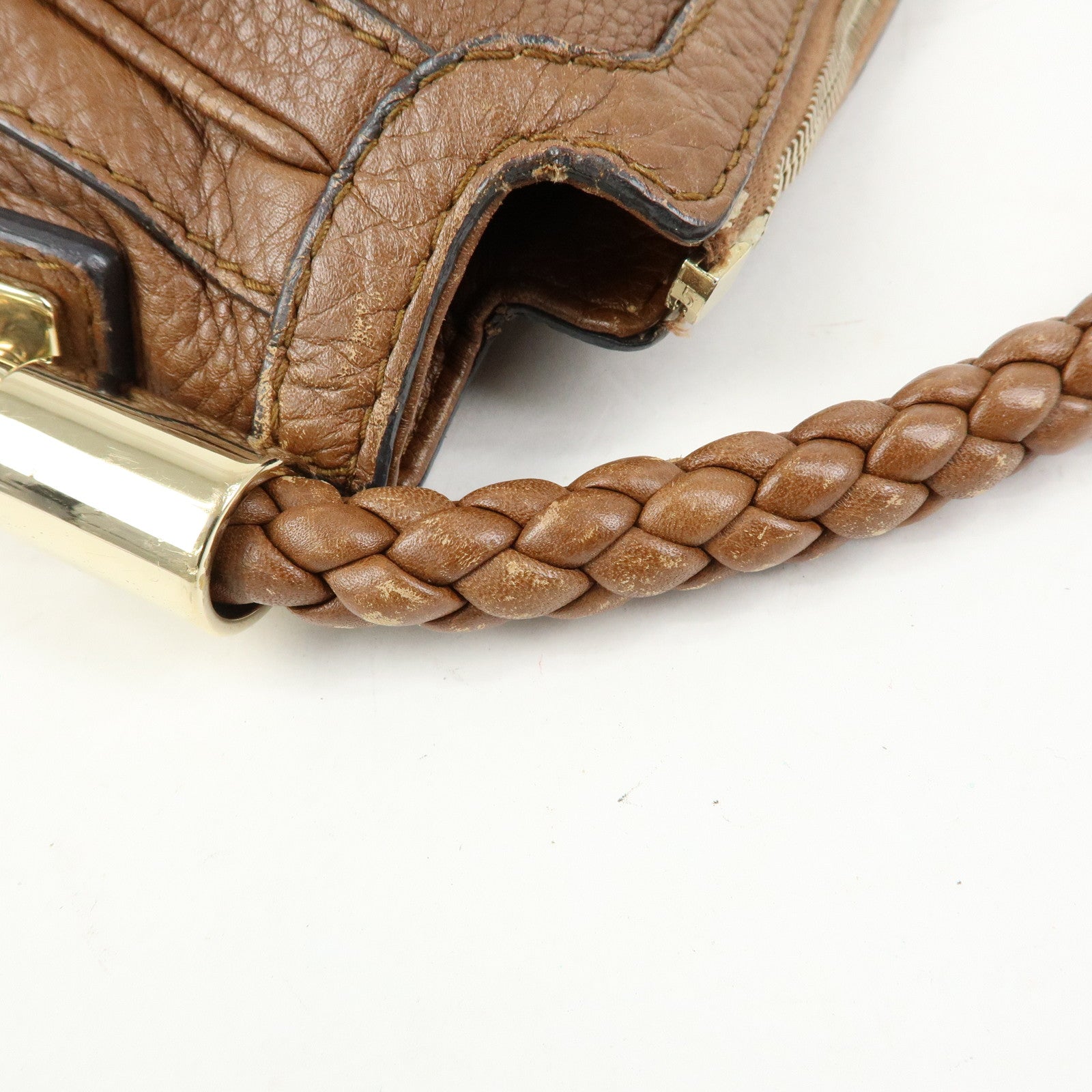 GUCCI Bamboo Leather Shoulder Bag Hand Bag Tassel Brown 269947