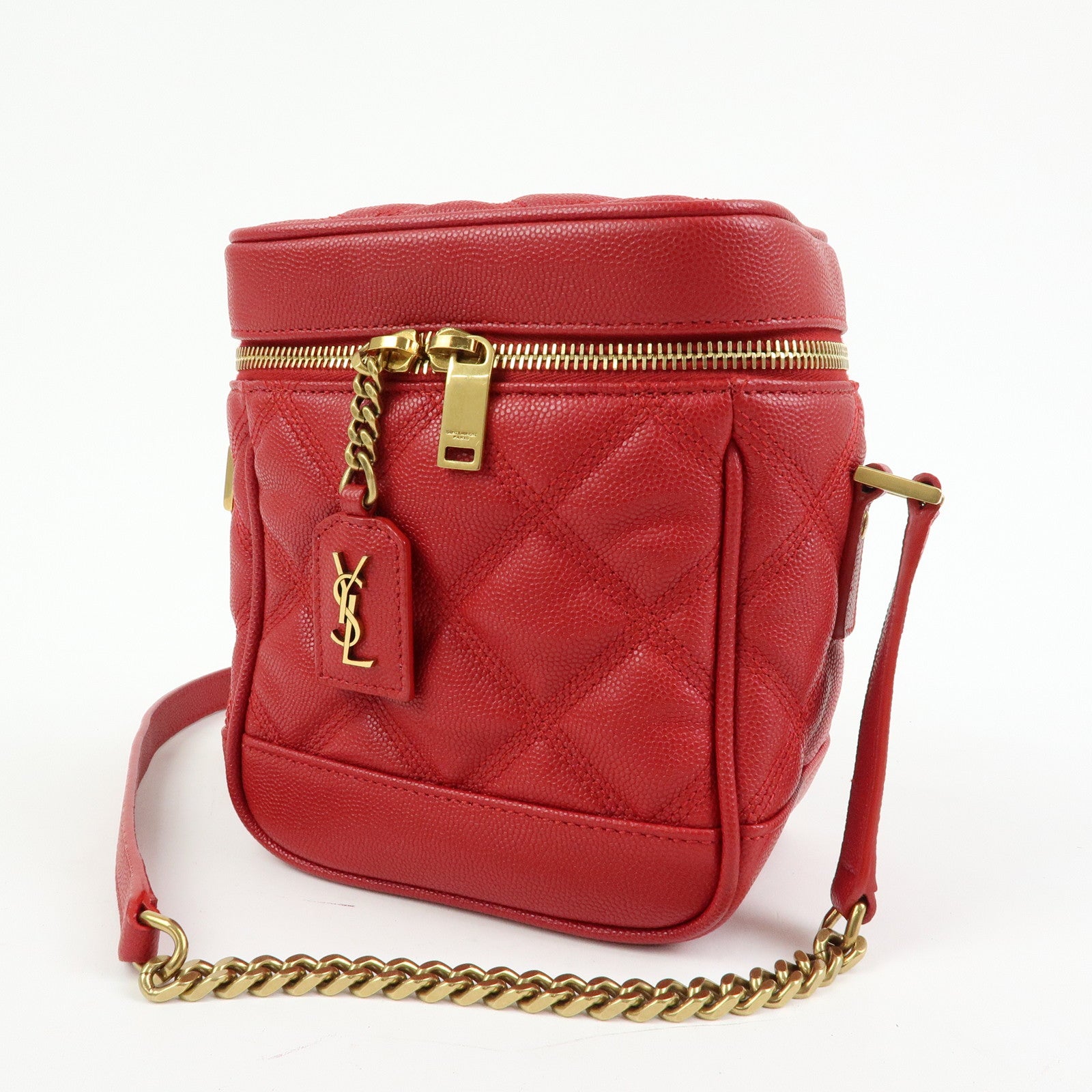 SAINT LAURENT PARIS Cassandra Embossed Leather Vanity Bag 649779