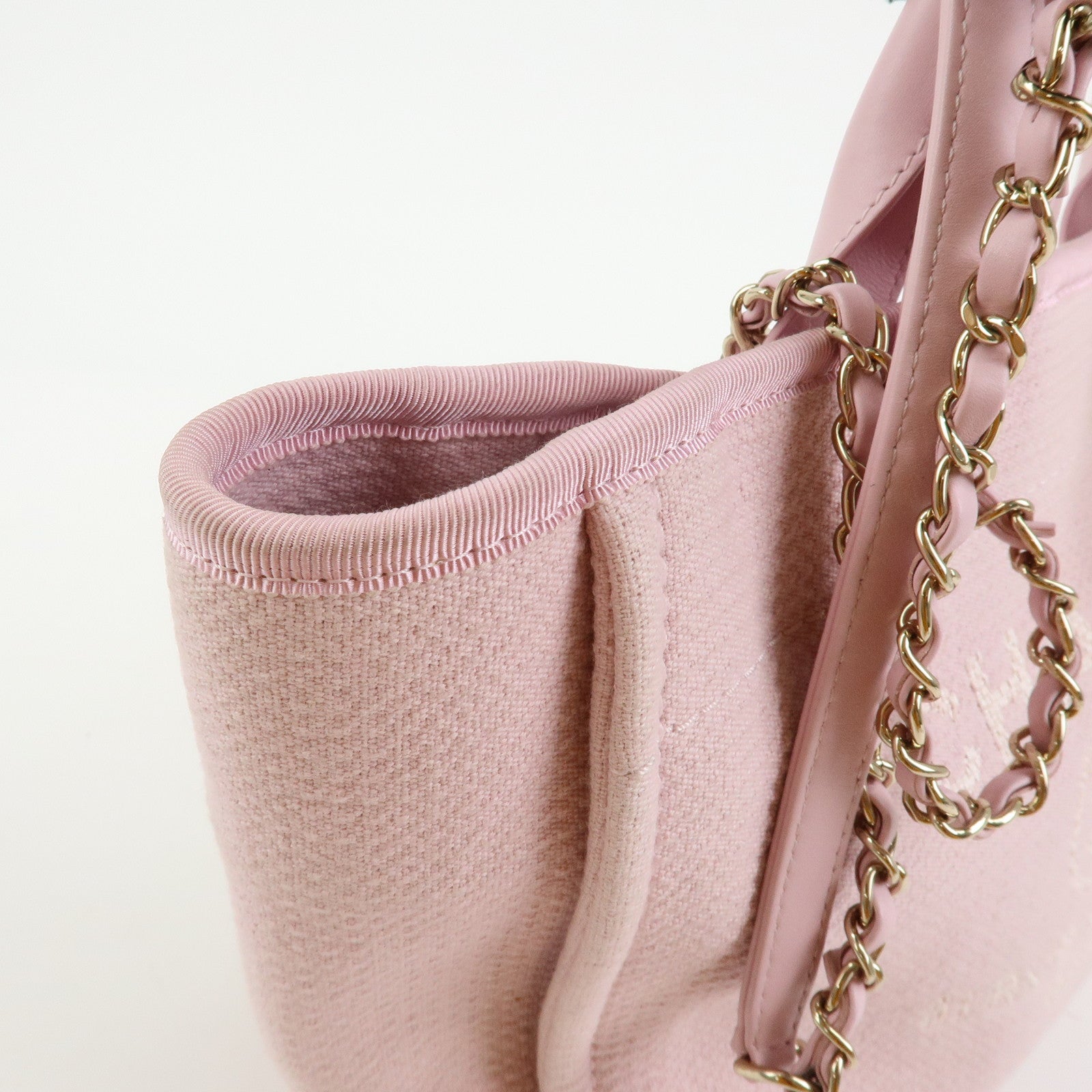 CHANEL Deauville MM Canvas Leather Tote Bag Shoulder Bag A67001