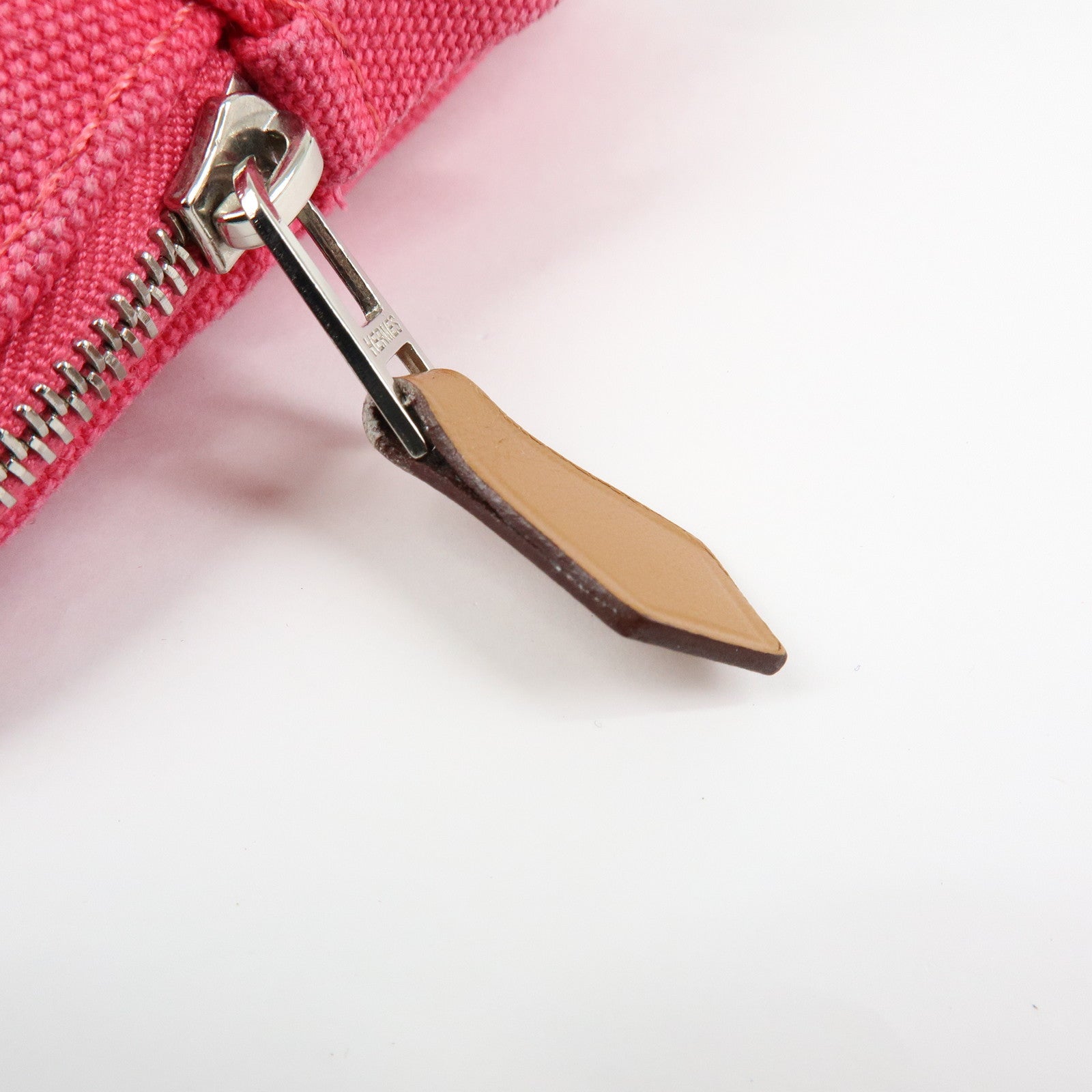 HERMES Canvas Leather Bolide Pouch Cosmetic Case Mini 16 Pink