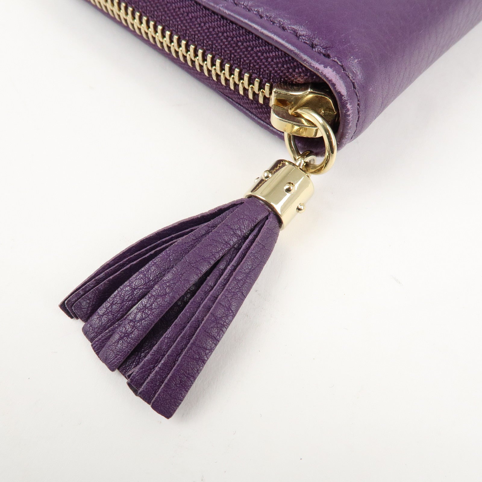 GUCCI SOHO Leather Zip Around Long Wallet Purple Used