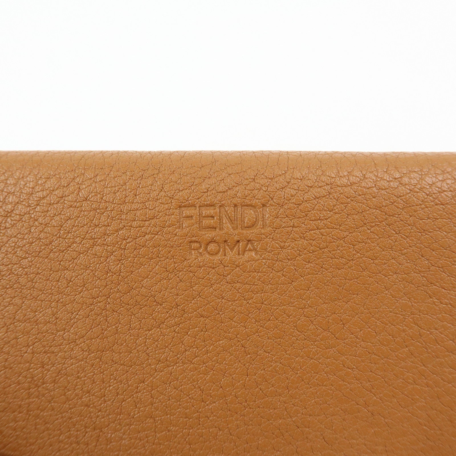 FENDI Peekaboo Leather Key Case Key Holder Brown 8AP159