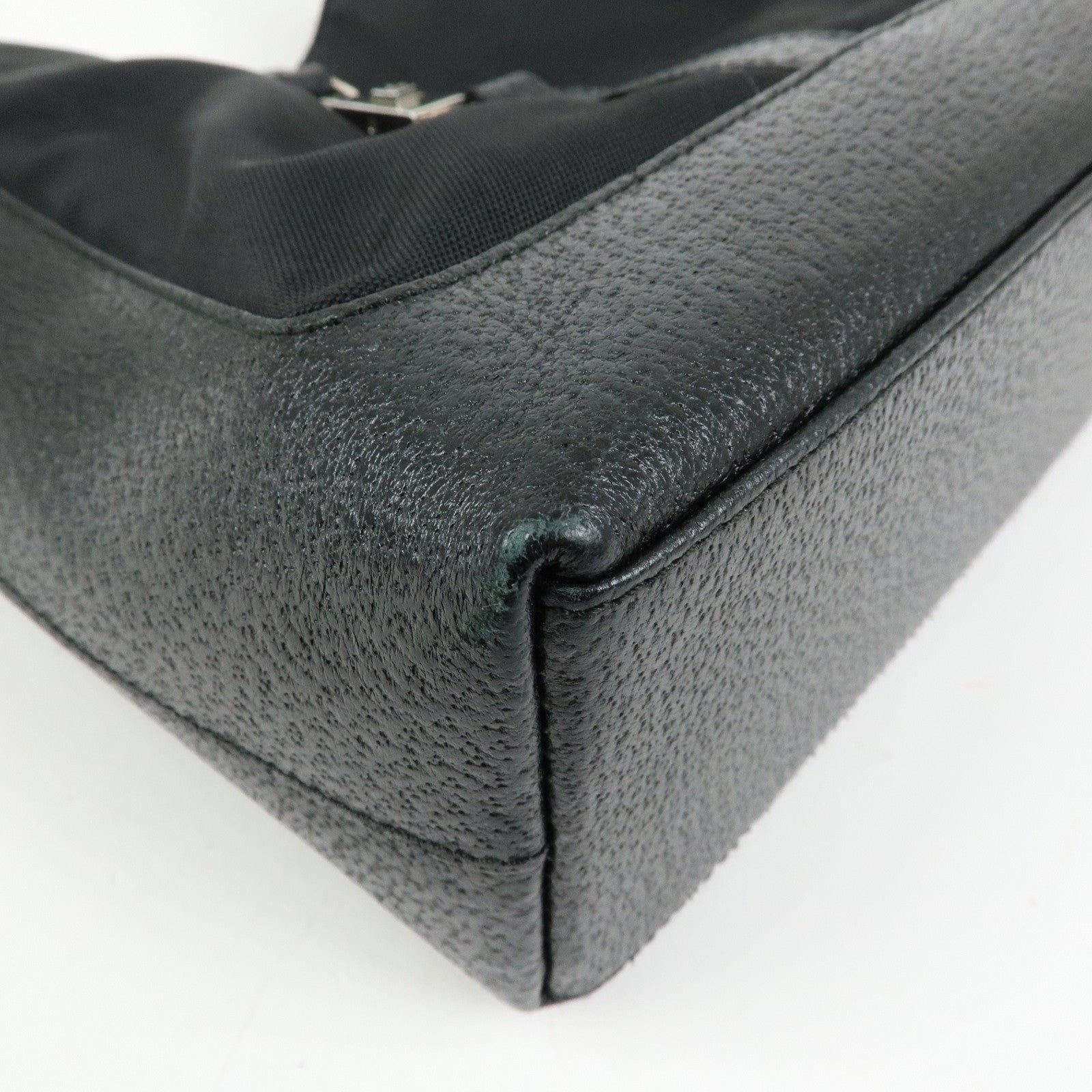 GUCCI Jackie Nylon Leather Shoulder Bag Hand Bag Black 001・3876