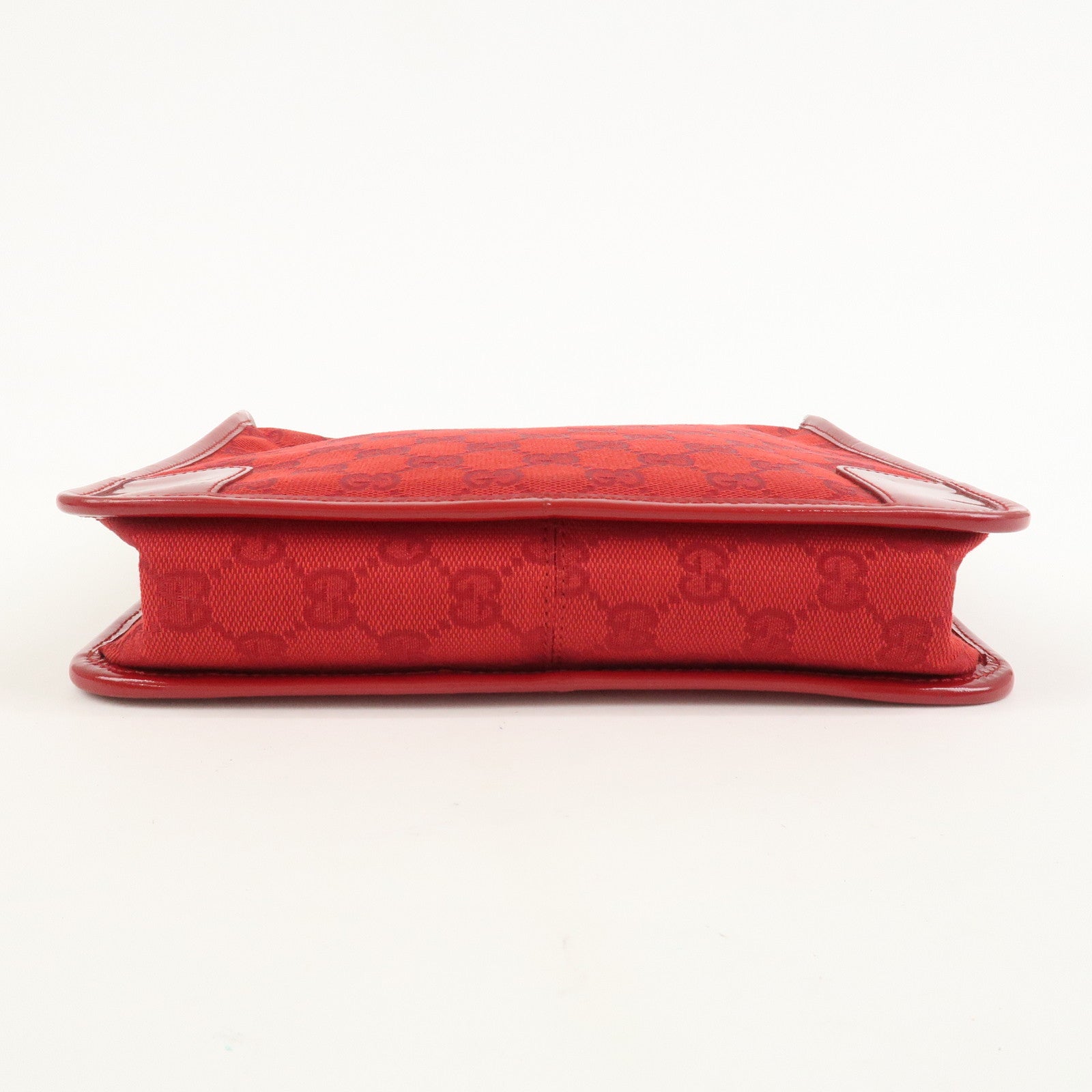 GUCCI GG Canvas Patent Leather Shoulder Bag Hand Bag Red 001・4206