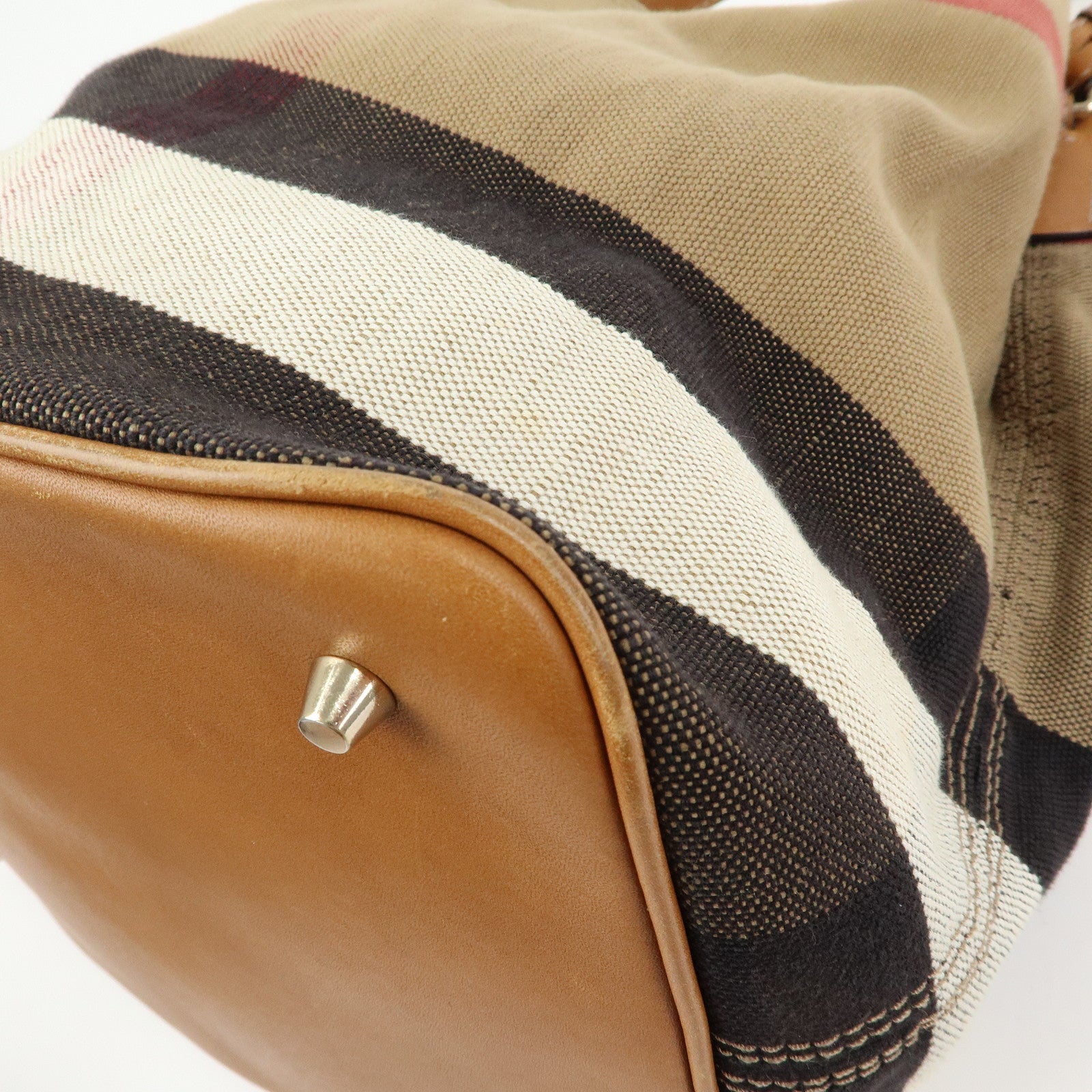 Burberry Nova Plaid Canvas Leather 2Way Shoulder Bag Beige Brown