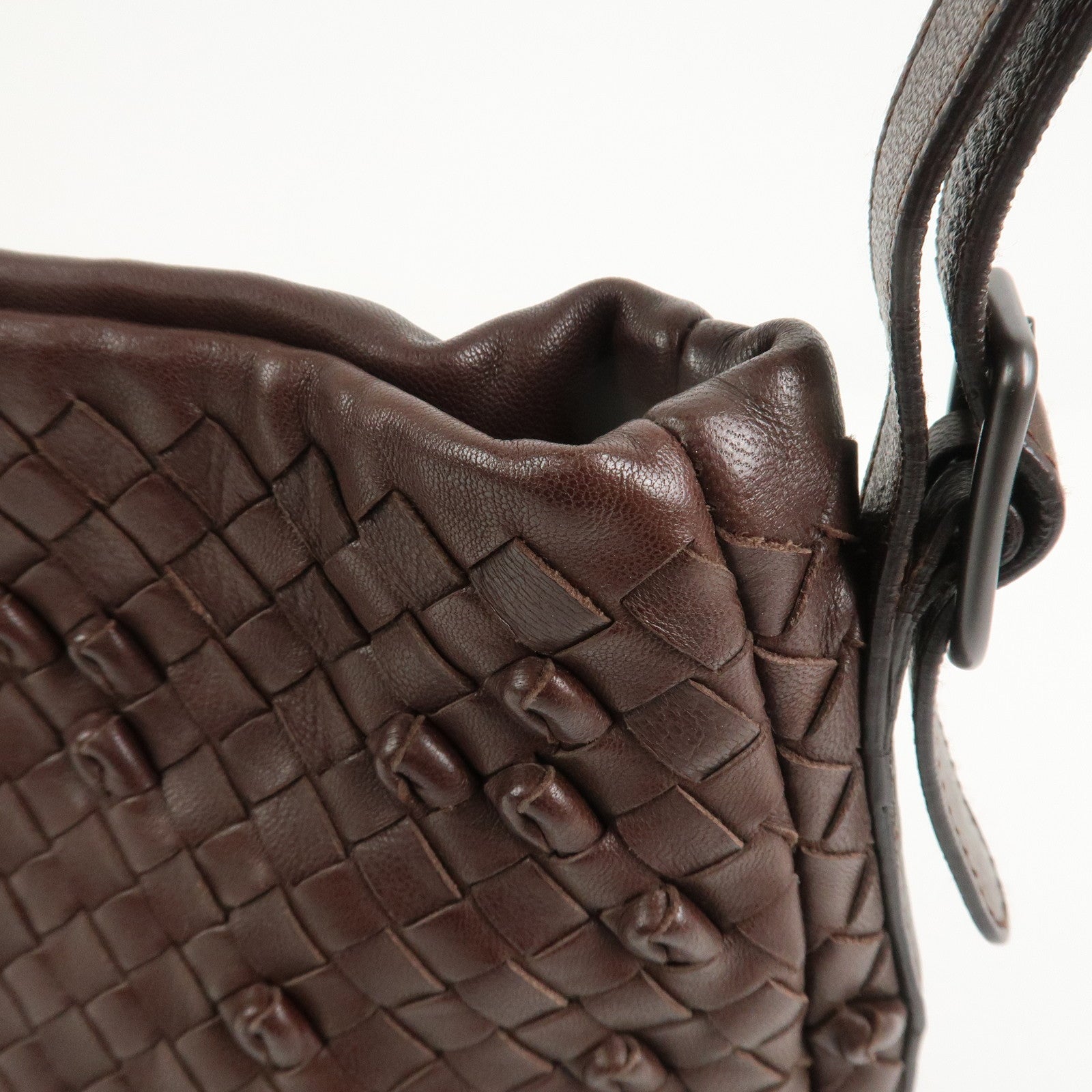 BOTTEGA VENETA Intrecciato Leather Shoulder Bag Brown 133507