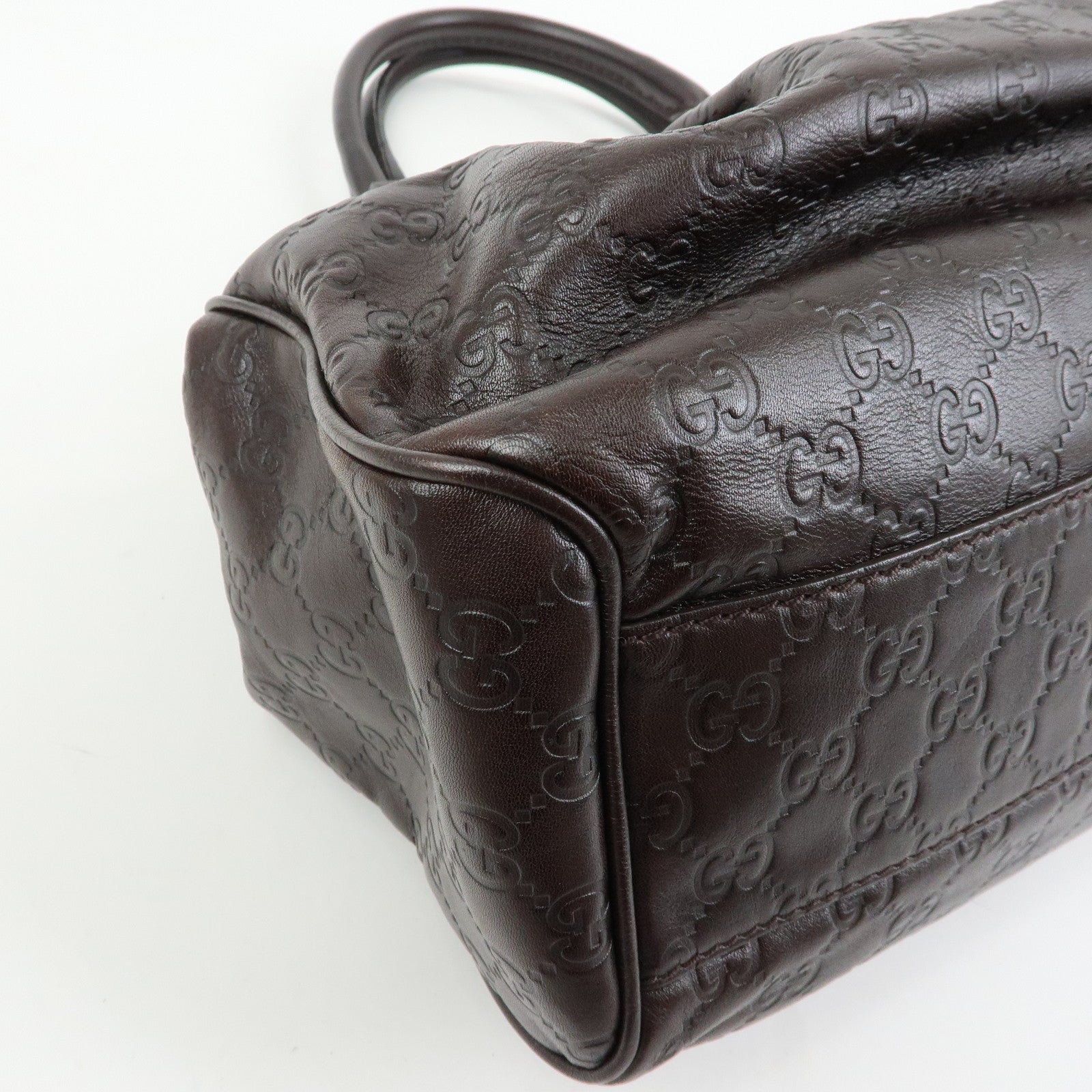 GUCCI Sukey Guccissima Leather Tote Bag Hand Bag Dark Brown 211944