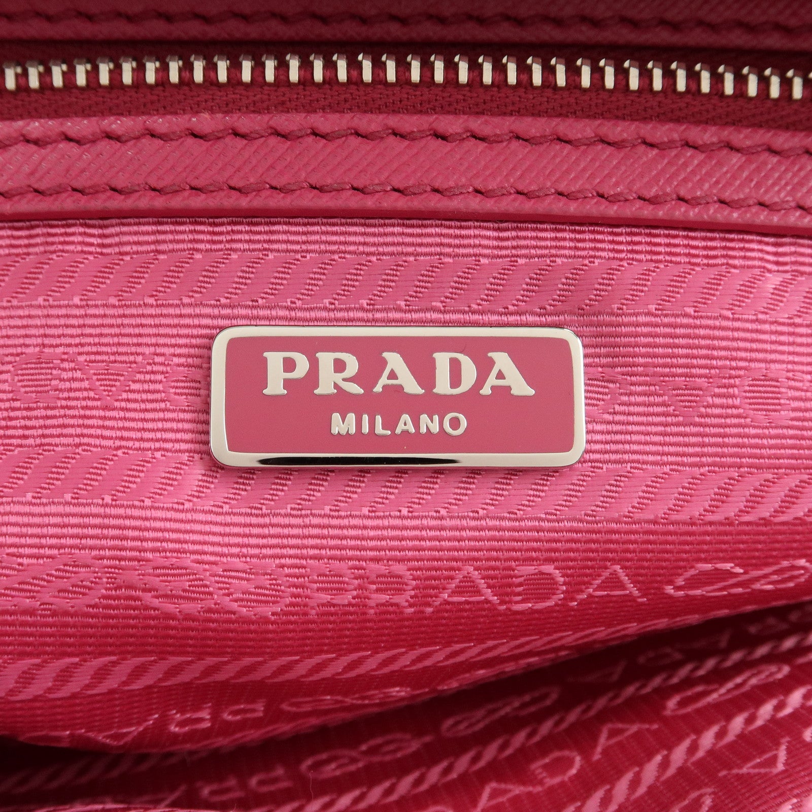 PRADA Triangle Logo Nylon Leather Shoulder Bag Pink BT1010