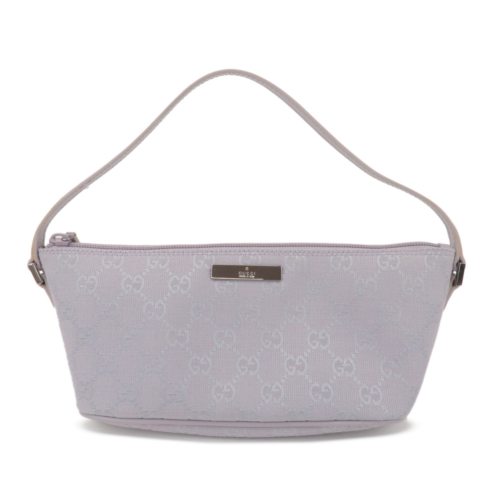 GUCCI Boat Bag GG Canvas Leather Hand Bag Pouch Light Purple 07198