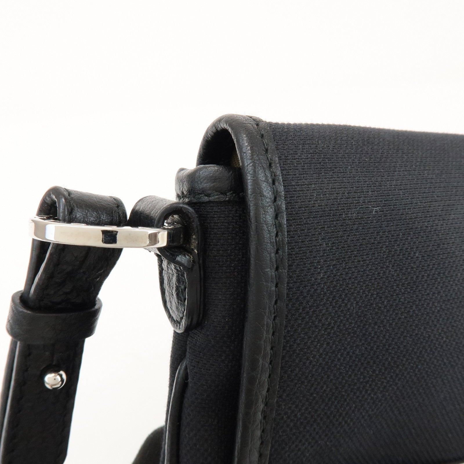 BVLGARI Canvas Leather Shoulder Bag Crossbody Bag Black