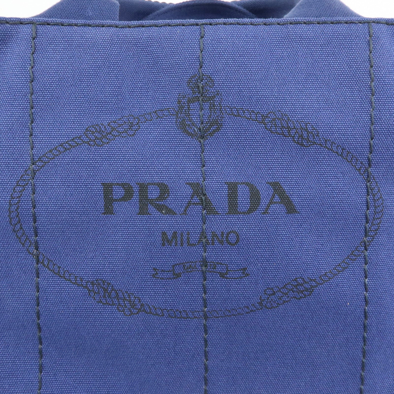 PRADA Triangle Logo Canapa Canvas 2Way Tote Hand Bag Blue BN2642