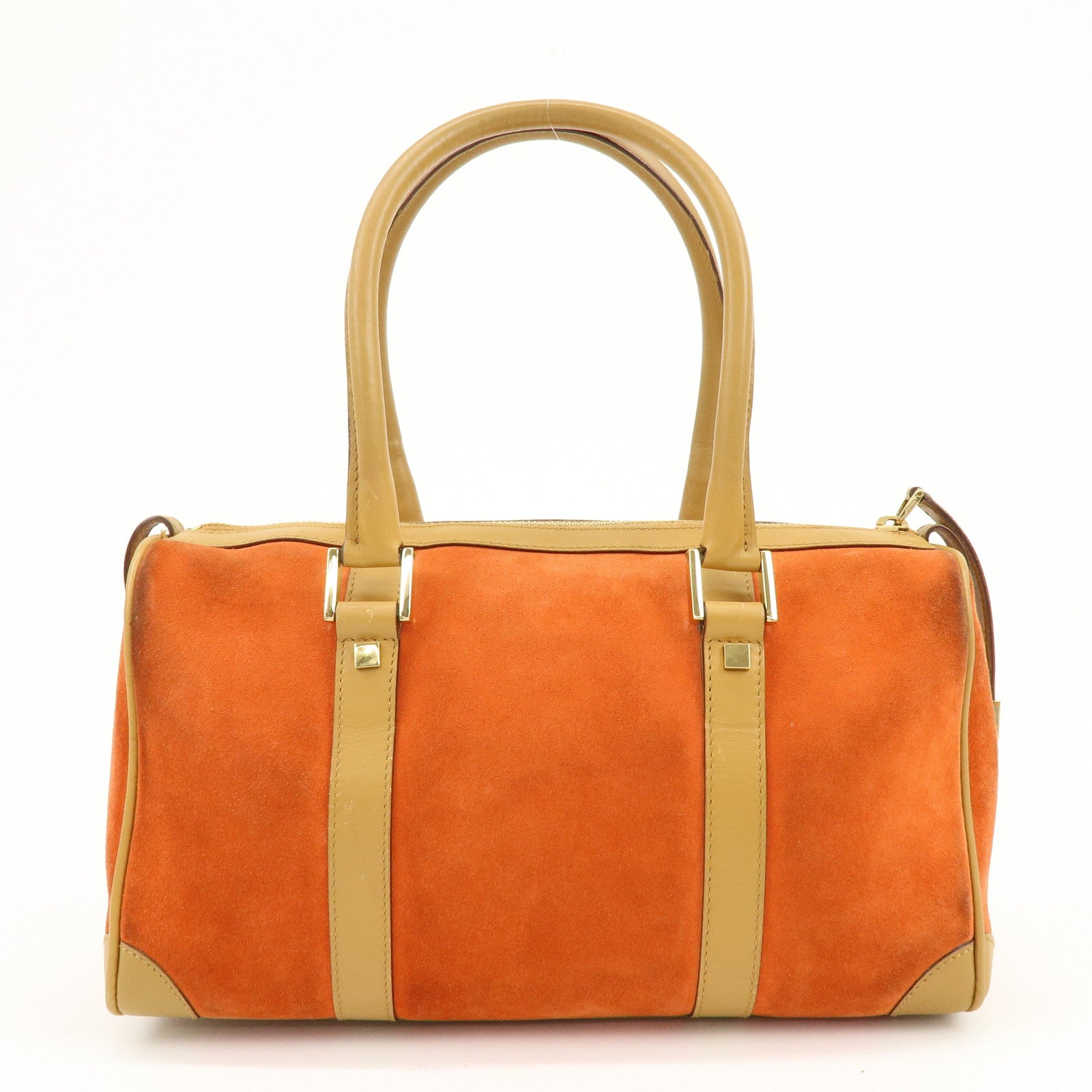 GUCCI Logo Suede Leather Hand Bag Orange Brown 000・0851